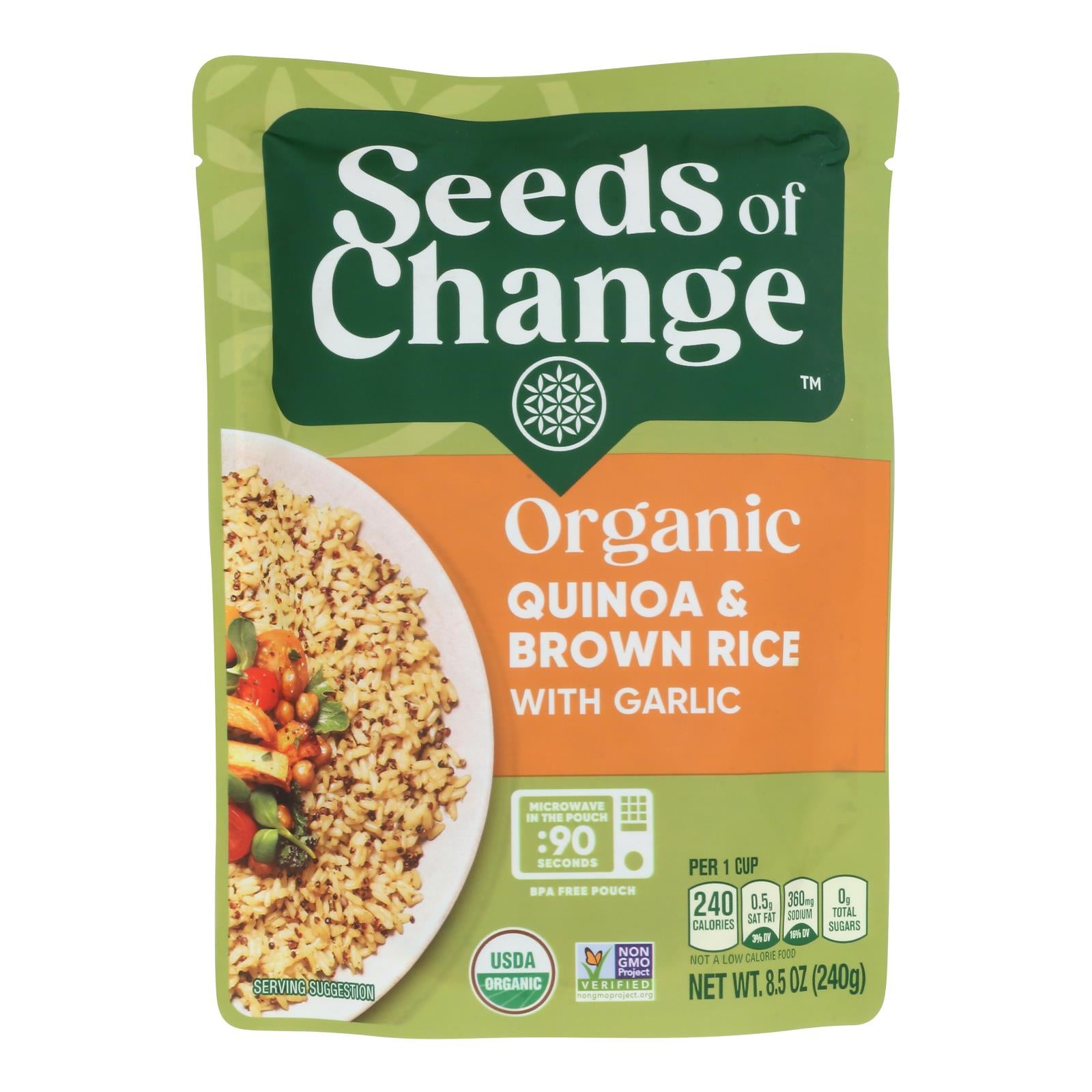 Seeds Of Change Organic Quinoa And Brown Rice With Garlic - Case Of 12 - 8.5 Oz.