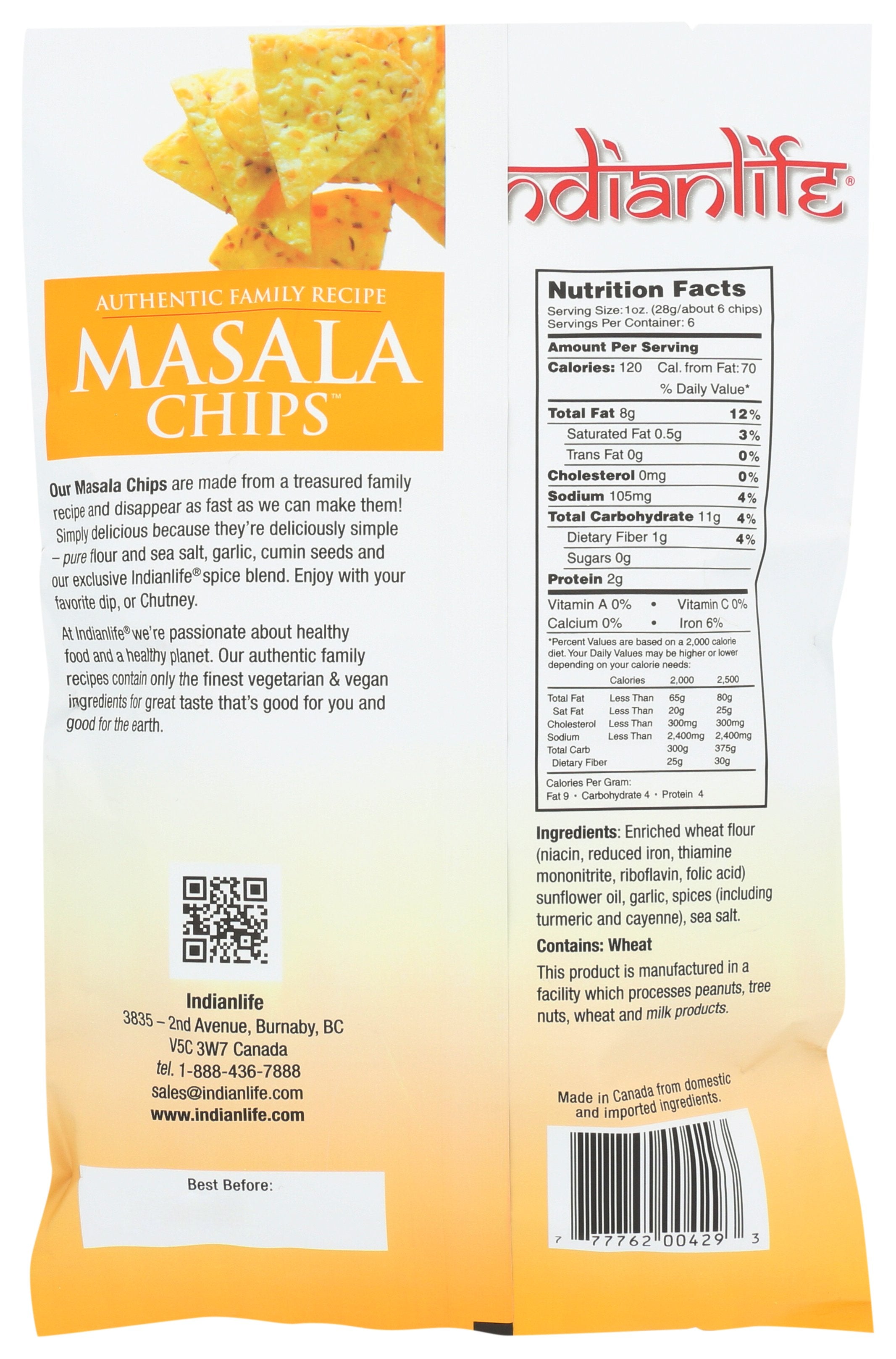 INDIANLIFE CHIP PRETZEL MASALA - Case of 12