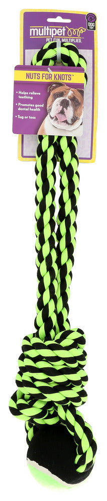 Multipet Dog Toy Nuts for Knot with Tennis Ball - Case of 3