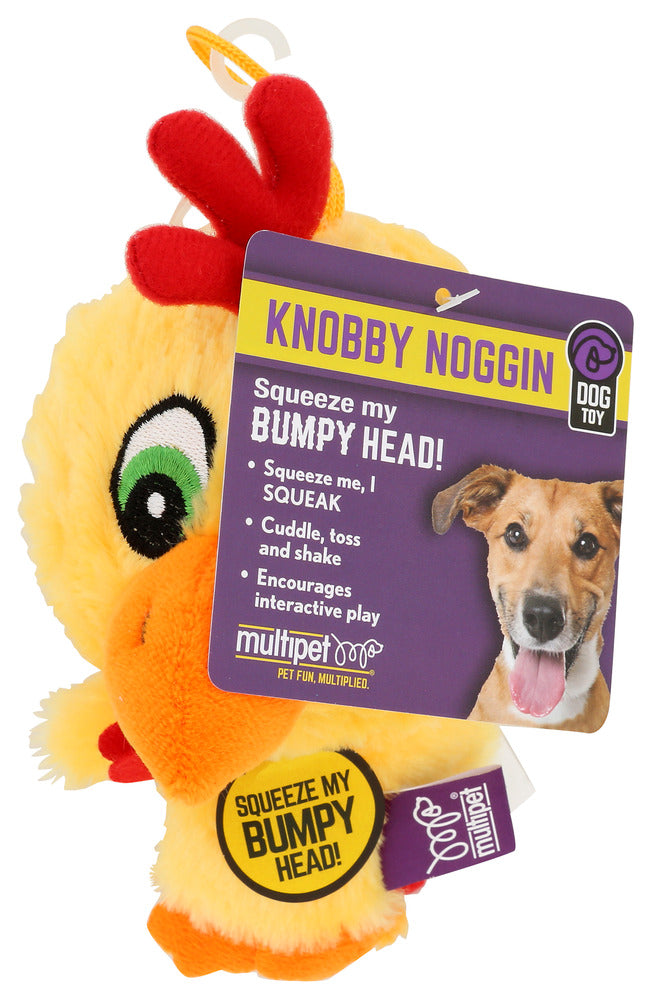 Multipet Dog Toy Knobby Noggins Plush - Case of 3