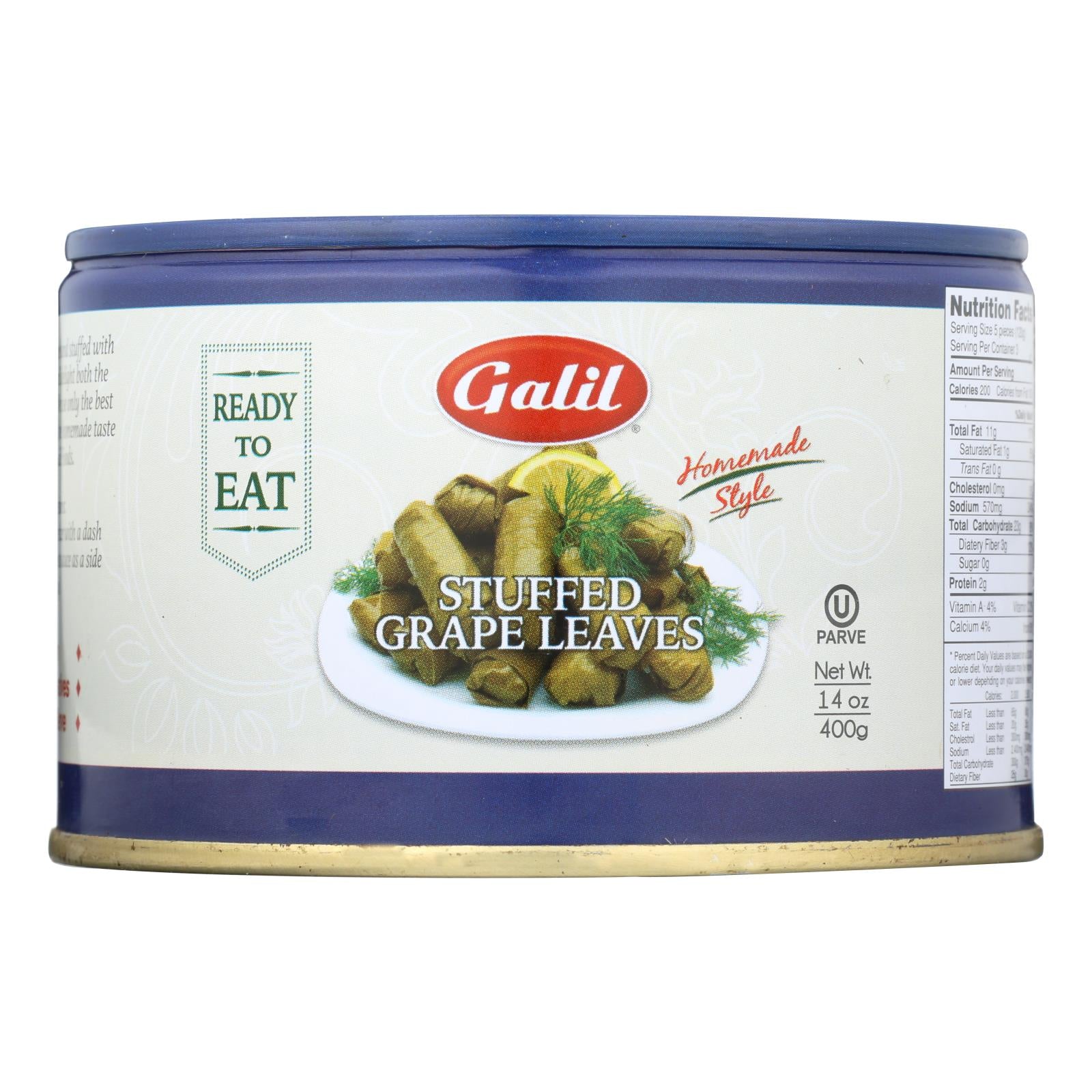 Galil Homemade Style Stuffed Grape Leaves - Case of 12 - 14 OZ
