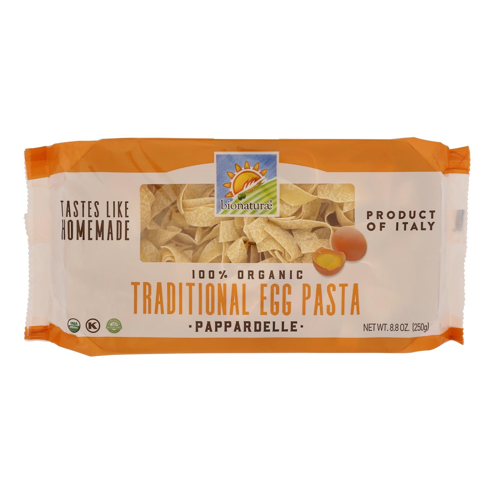 Bionaturae Egg Pasta - Organic Durum Semolina Egg Pappardelle - Case Of 12 - 8.8 Oz.