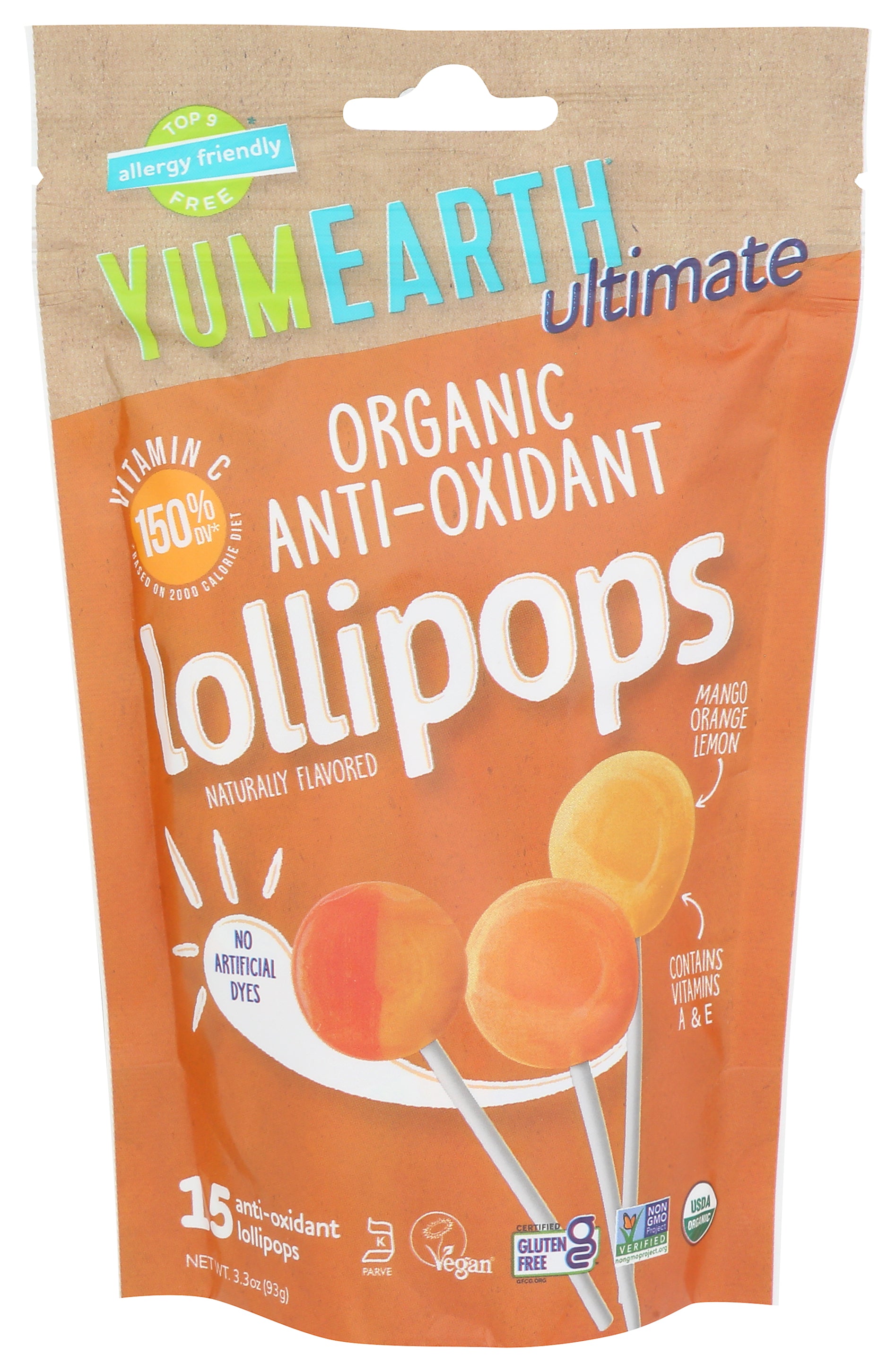 YumEarth Lollipop Antioxidant Organic - Case of 6 - 3.3 oz