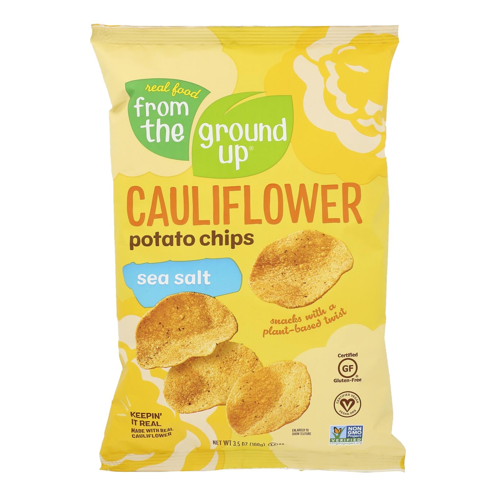 From The Ground Up Sea Salt Cauliflower Chips - Case Of 12 - 3.5 Oz