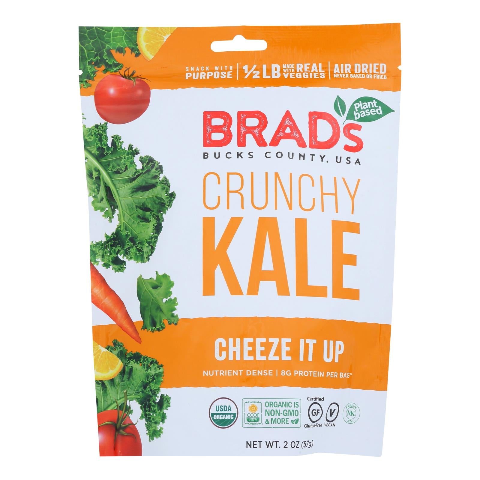 Brad's Plant Based - Crunchy Kale - Cheeze It Up - Case of 12 - 2 oz.
