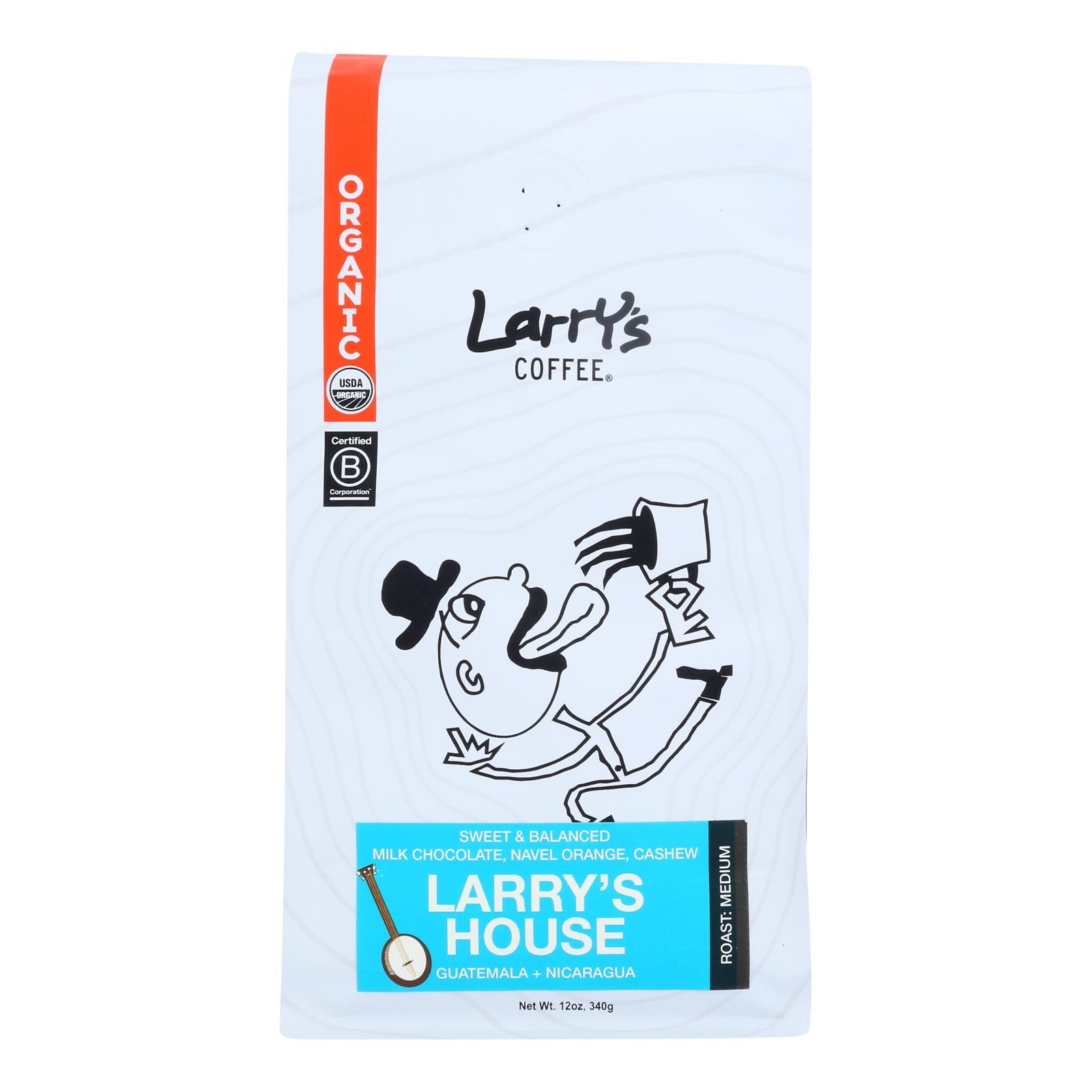 Larry's Coffee Larry's House Organic Coffee Beans - Case Of 6 - 12 Oz