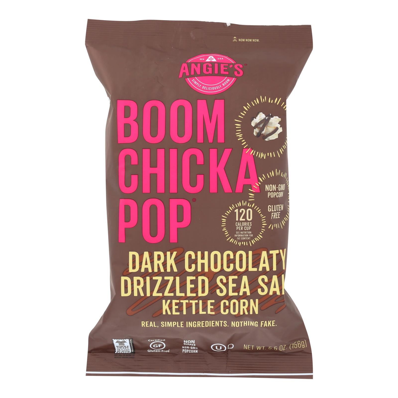 Angie'S Kettle Corn Dark Chocolaty Drizzled Sea Salt - Case Of 12 - 5.5 Oz