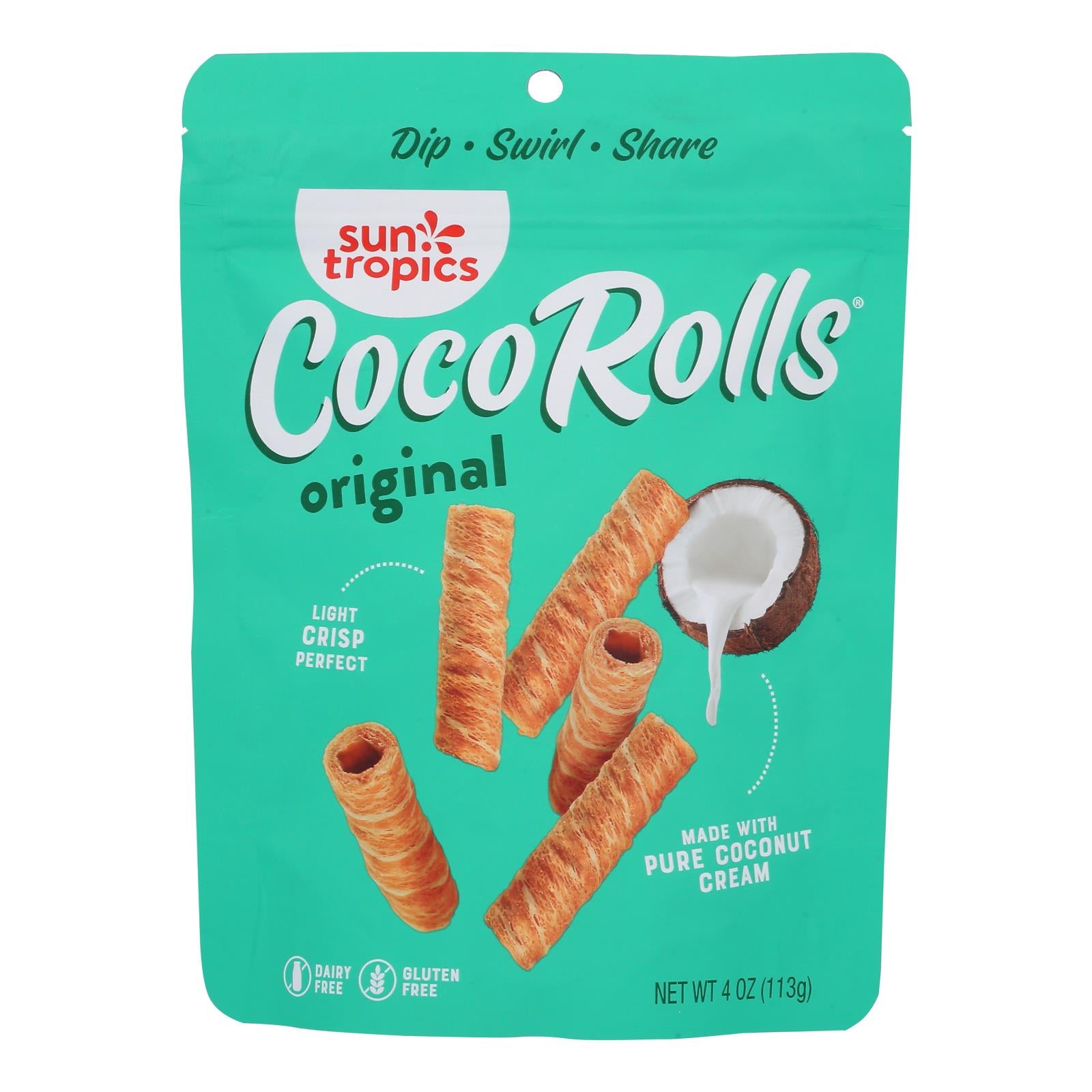 Sun Tropics Coco Rolls Original, Rolled Coconut Wafer - Case Of 12 - 4 Oz
