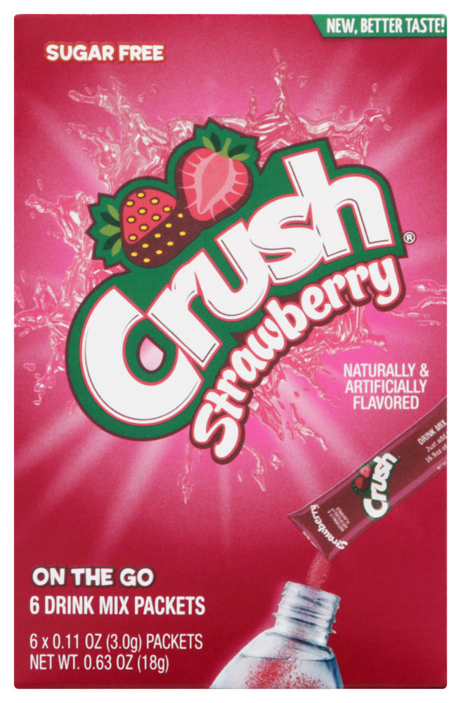 Crush Sugar Free On the Go Strawberry Drink Mix 6 ea - Case of 12
