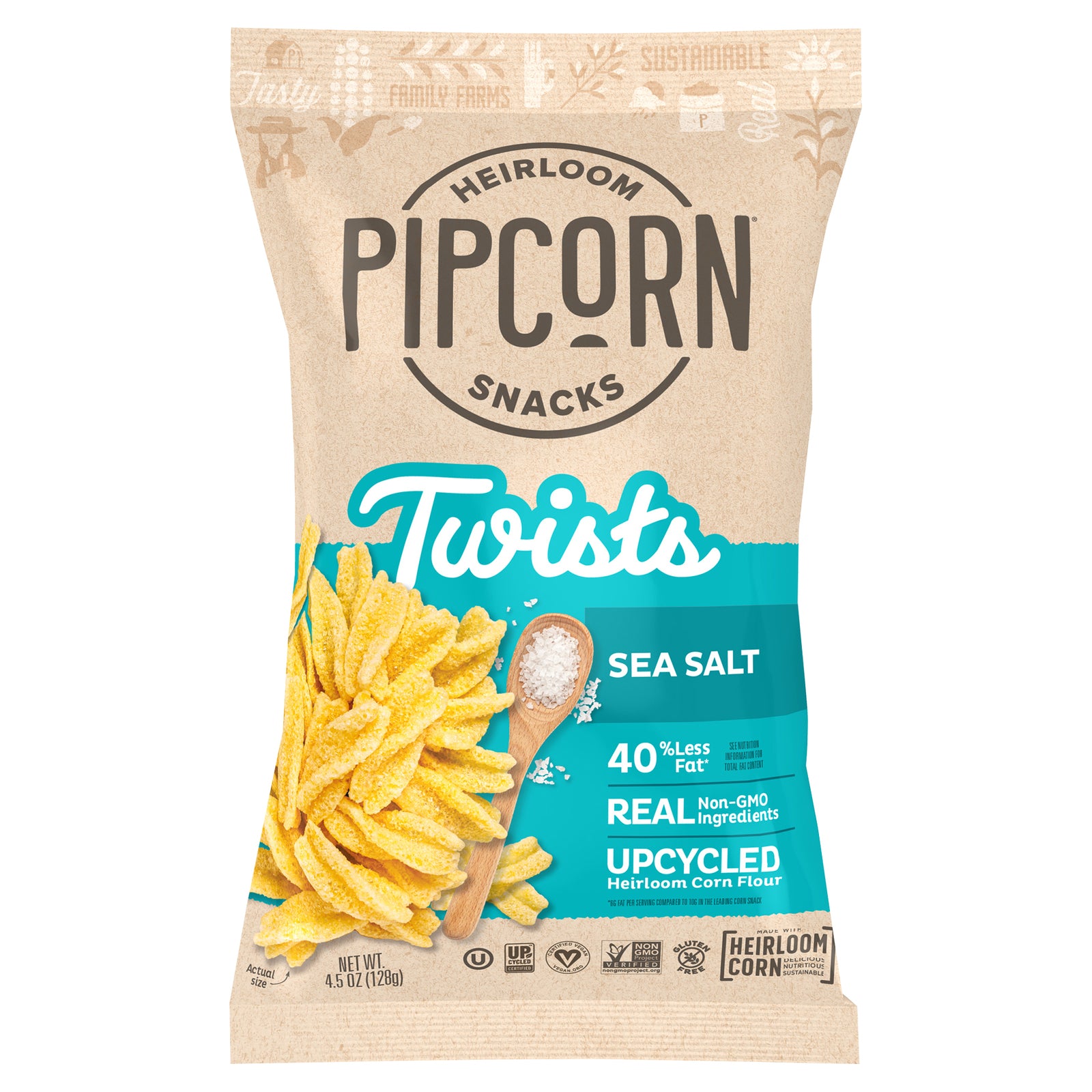 Pipcorn - Twists Sea Salt - CS of 12-4.5 OZ