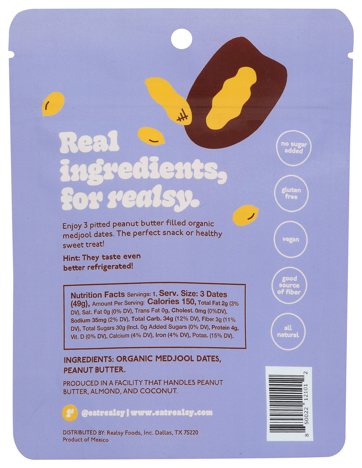 REALSY DATES PEANUT BUTTER FILL - Case of 10