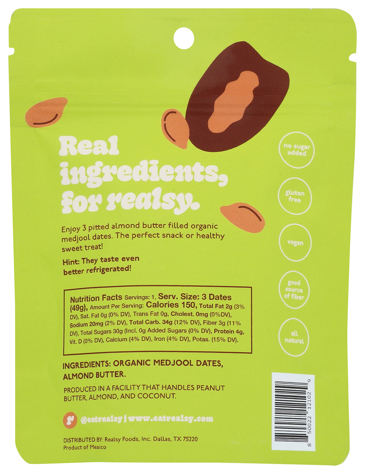 REALSY DATES ALMOND BUTTER FILL - Case of 10