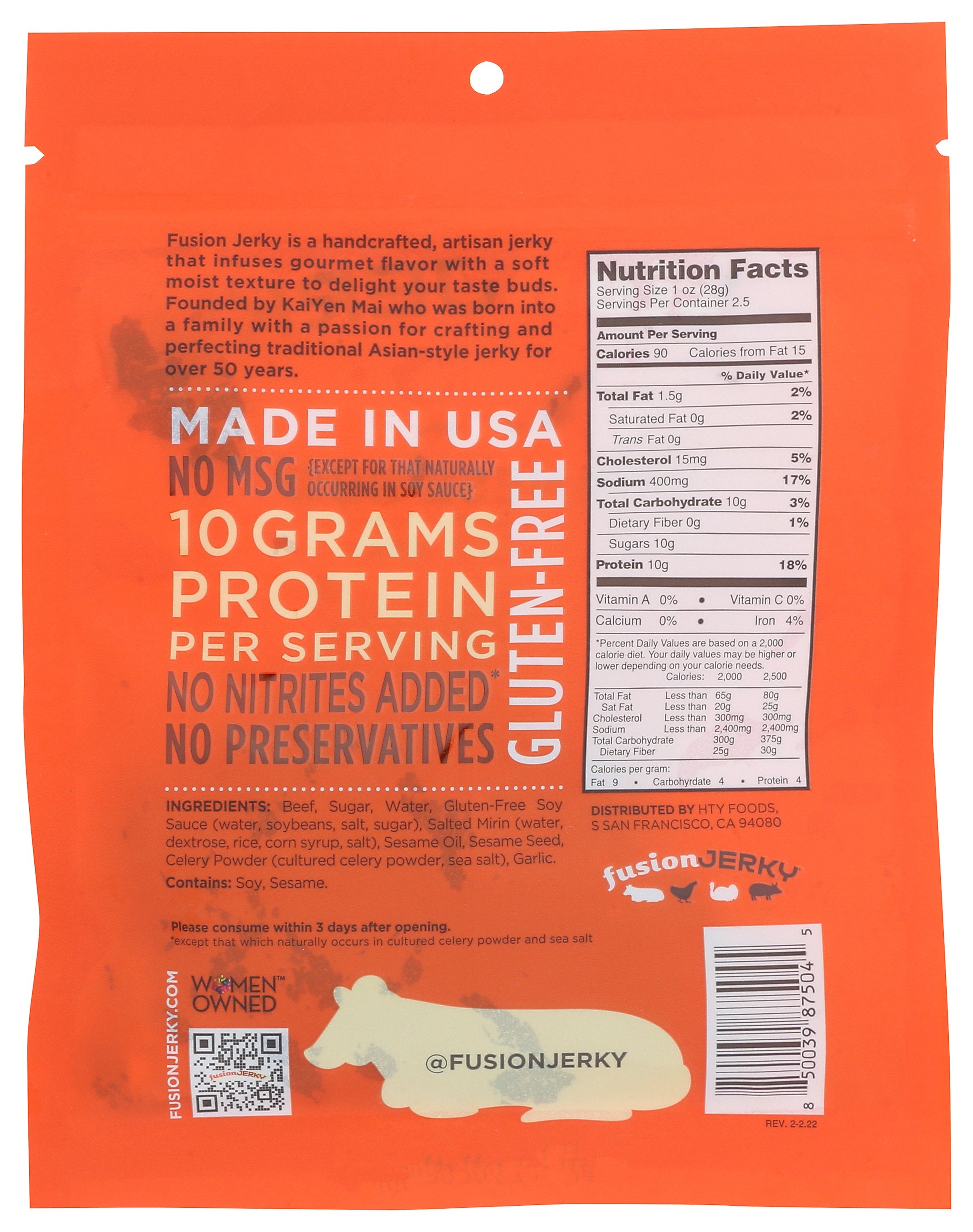 FUSION JERKY JERKY BEEF JAPANESE BBQ - Case of 8