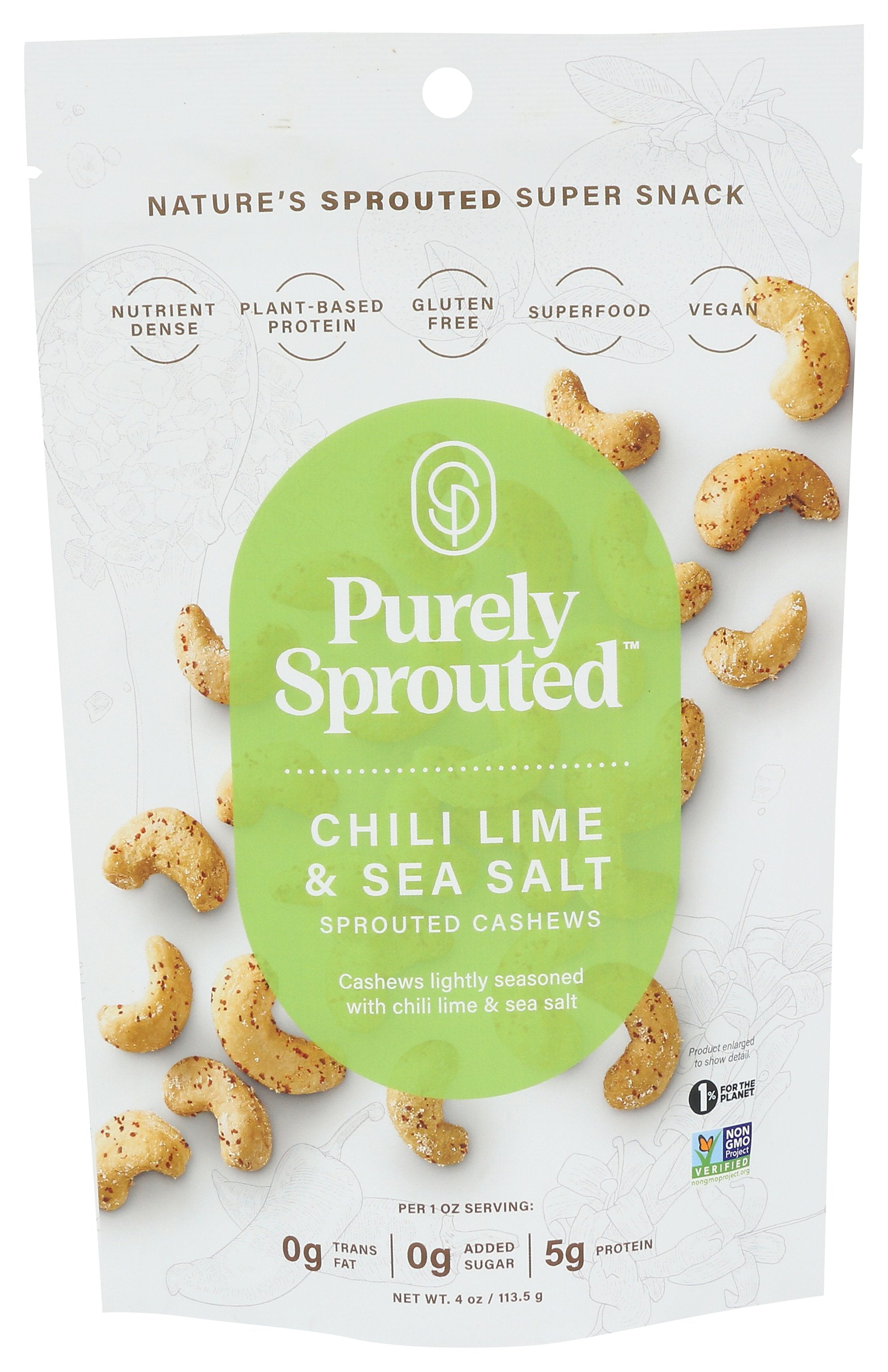 PURELY SPROUTED CASHEWS CHILI LIME SS - Case of 6