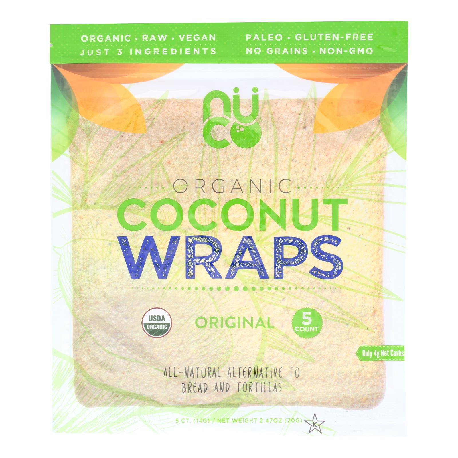 Nuco Original Organic Coconut Wraps - Case of 12 - 2.47 OZ