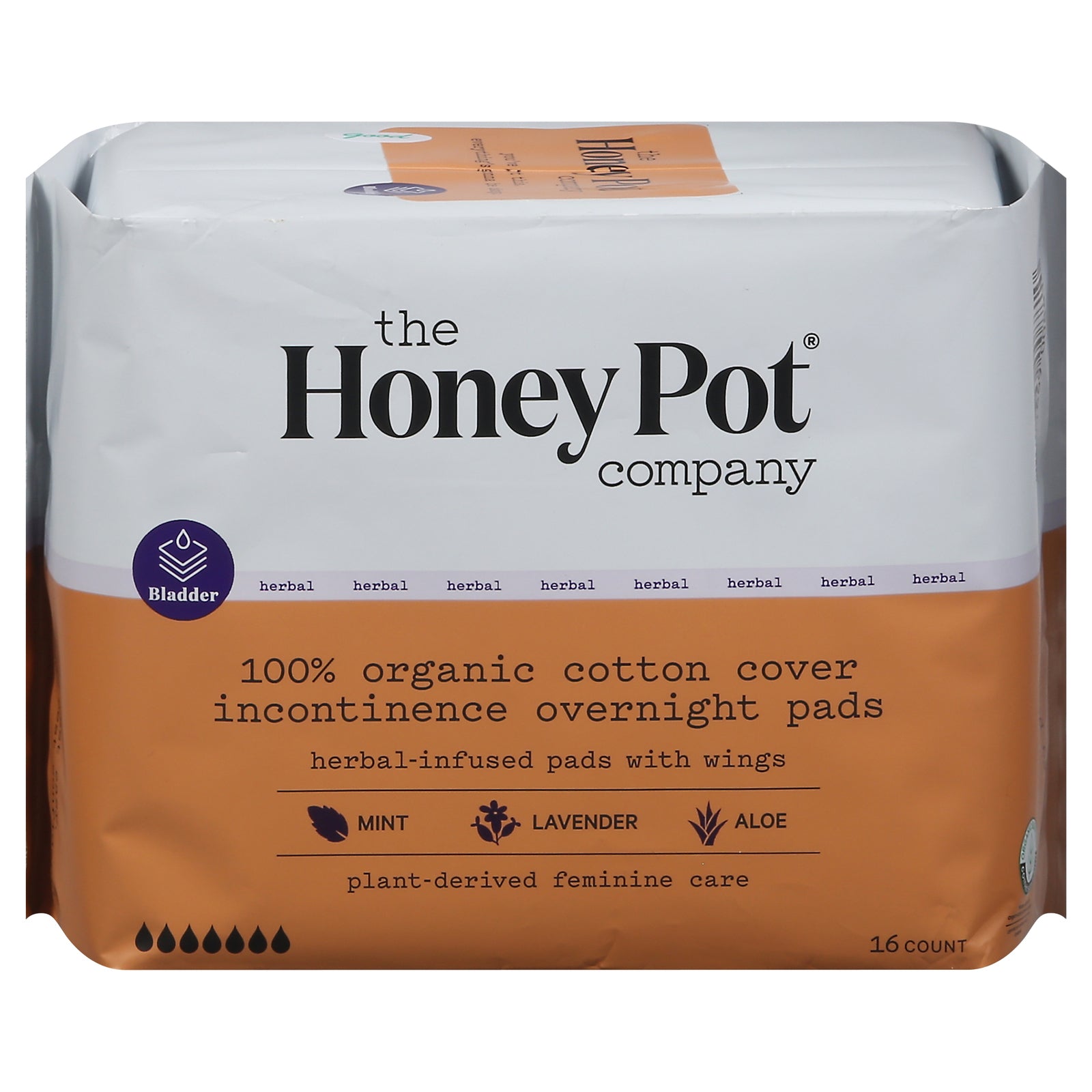 The Honey Pot - Pad Incont Herbal Ovrnt - EA of 1-16 CT