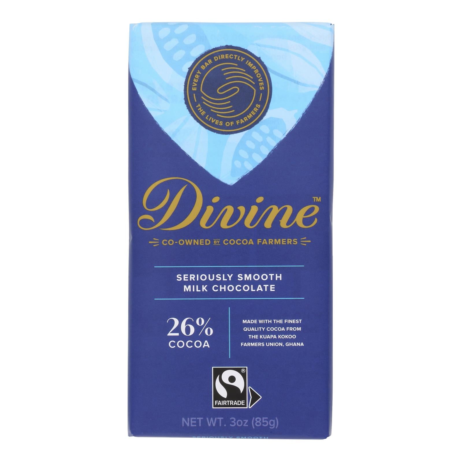 Divine - Bar Milk Chocolate - Case of 12 - 3 OZ