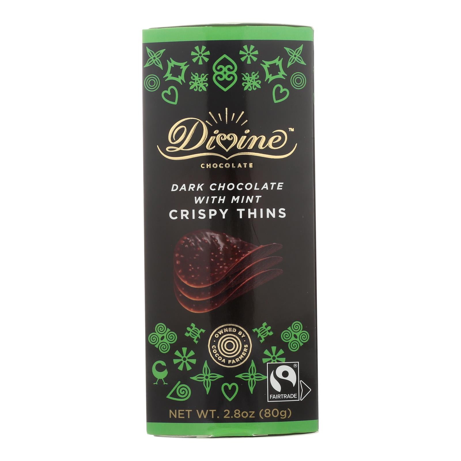 Divine - Crisp Thns Dark Chocolate Mint - Case of 12 - 2.8 OZ