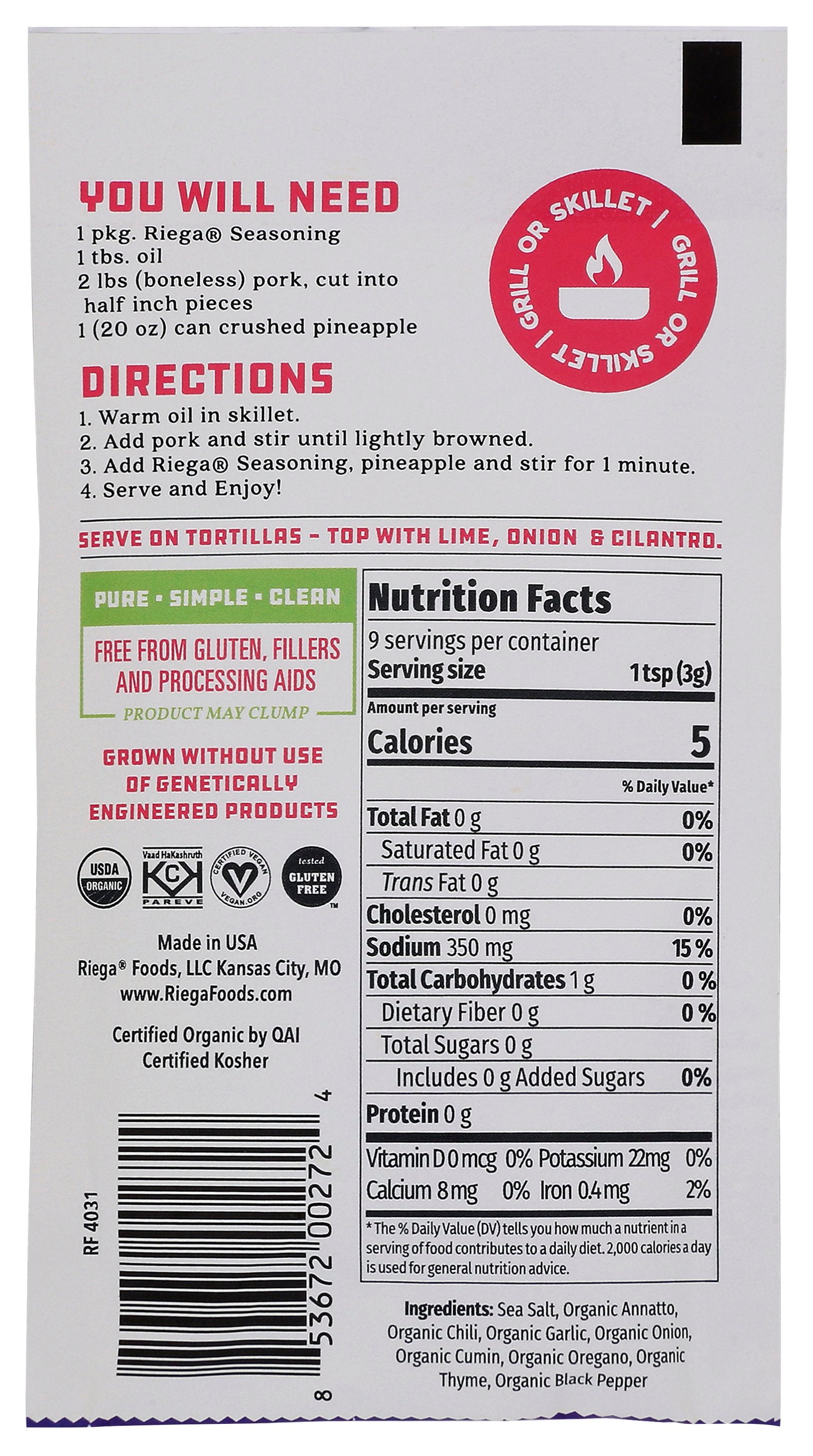 RIEGA SEASONING TACO ST AL PSTR - Case of 8