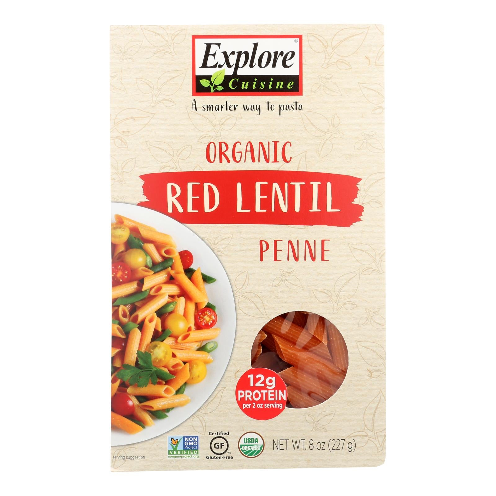 Explore Cuisine Organic Red Lentil Penne - Penne - Case Of 6 - 8 Oz.
