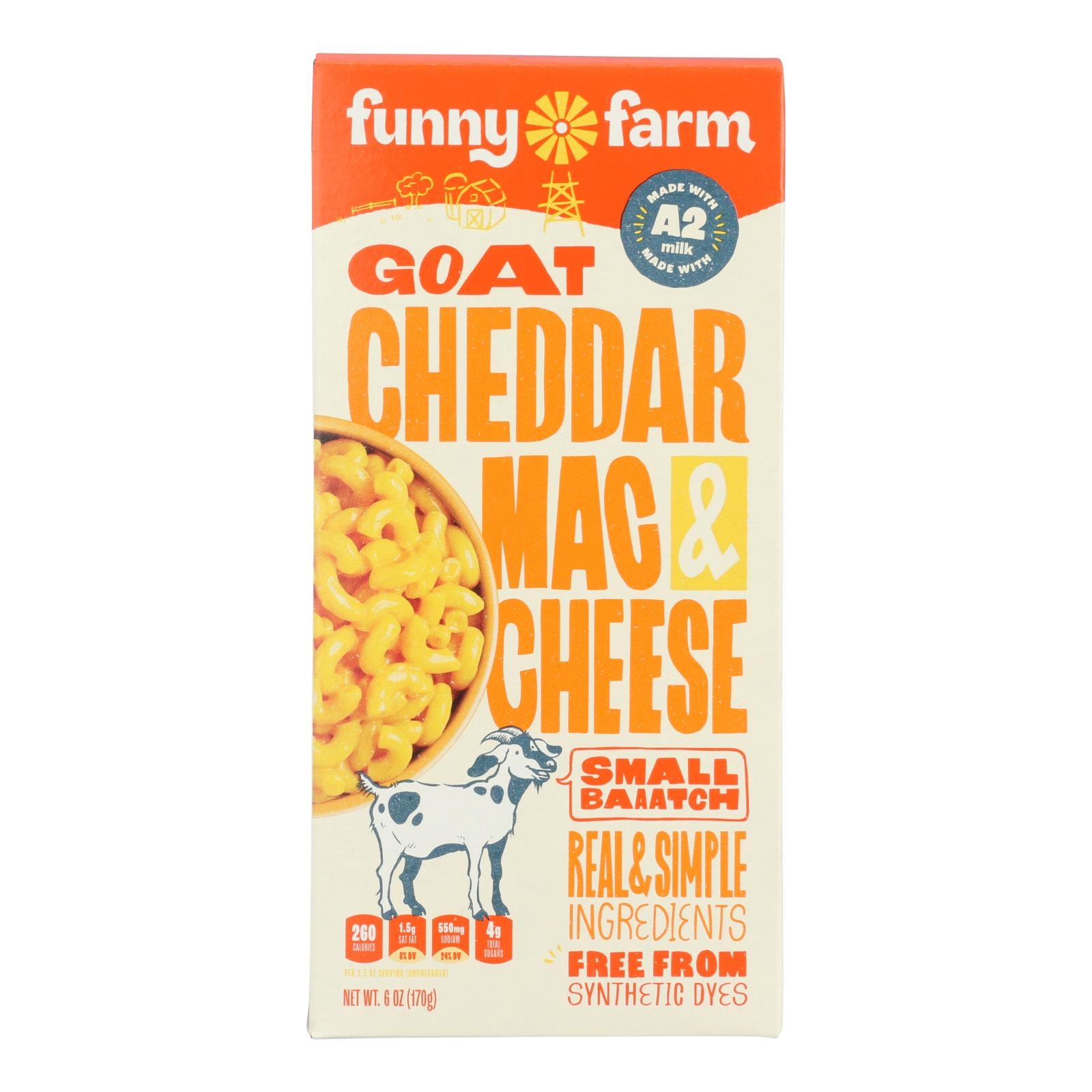 Funny Farm By La Loo's Goat Cheddar Cheese Macaroni & Cheese Dinner - Case Of 8 - 6 Oz