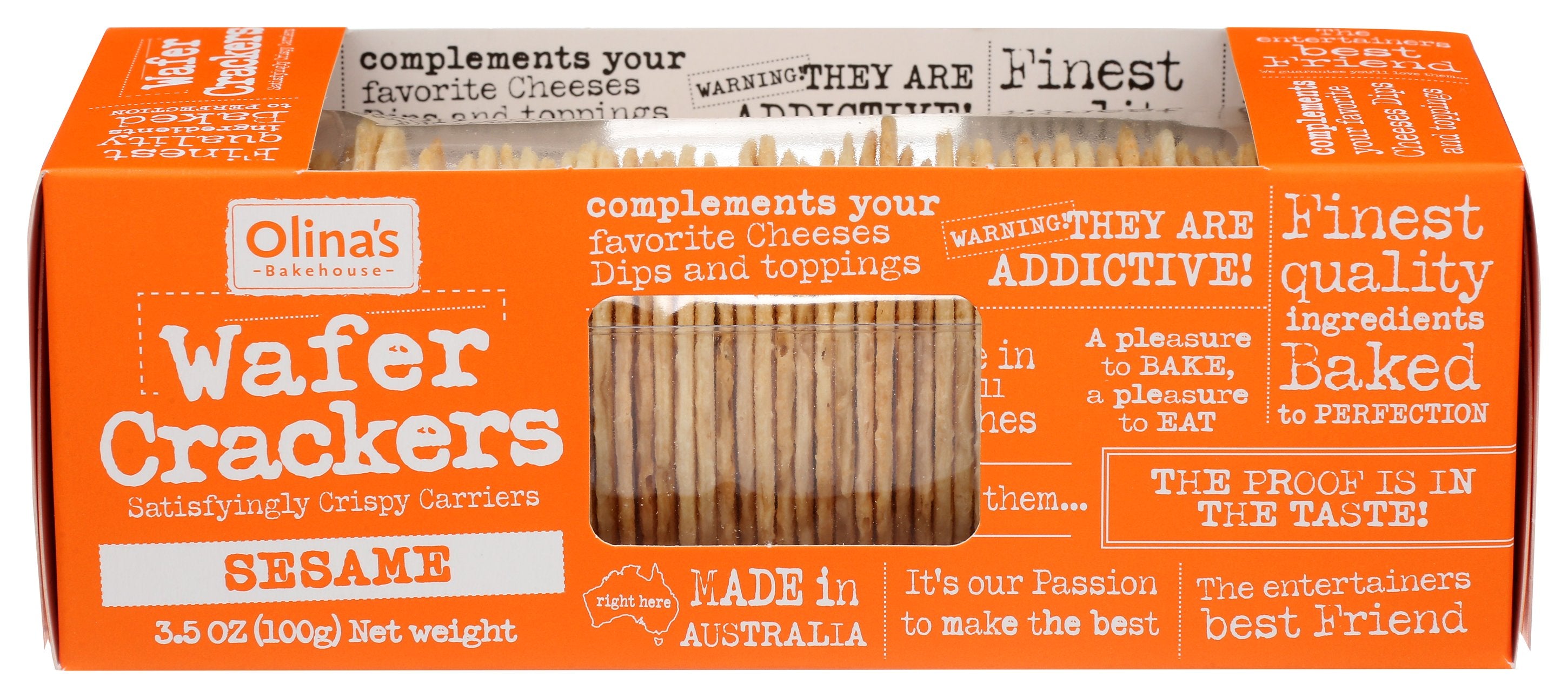OLINAS BAKEHOUSE CRACKERS WAFER SESAME - Case of 12