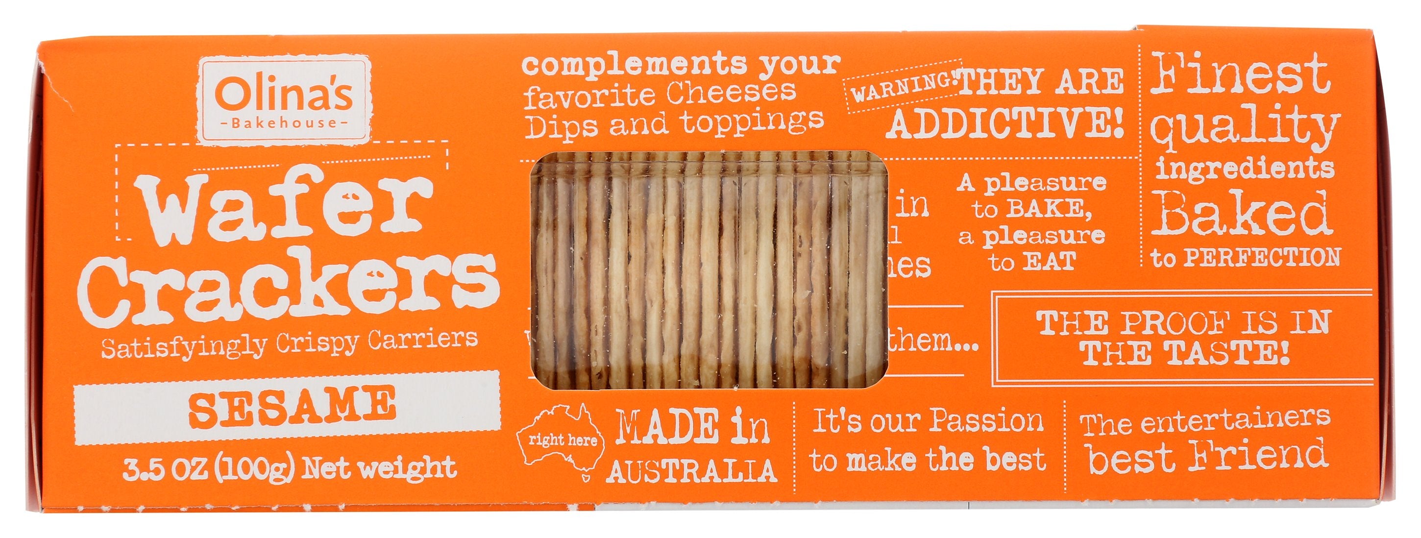 OLINAS BAKEHOUSE CRACKERS WAFER SESAME - Case of 12
