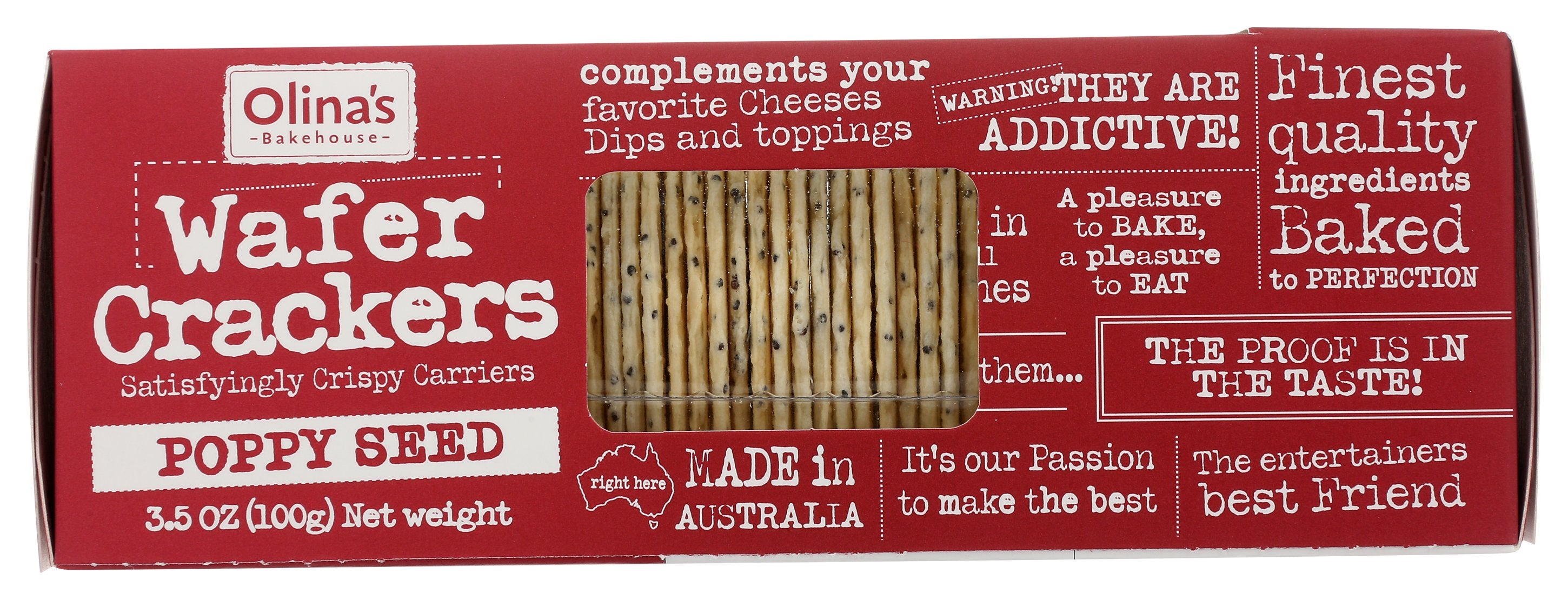 OLINAS BAKEHOUSE CRACKER WAFER POPPY SEED - Case of 12