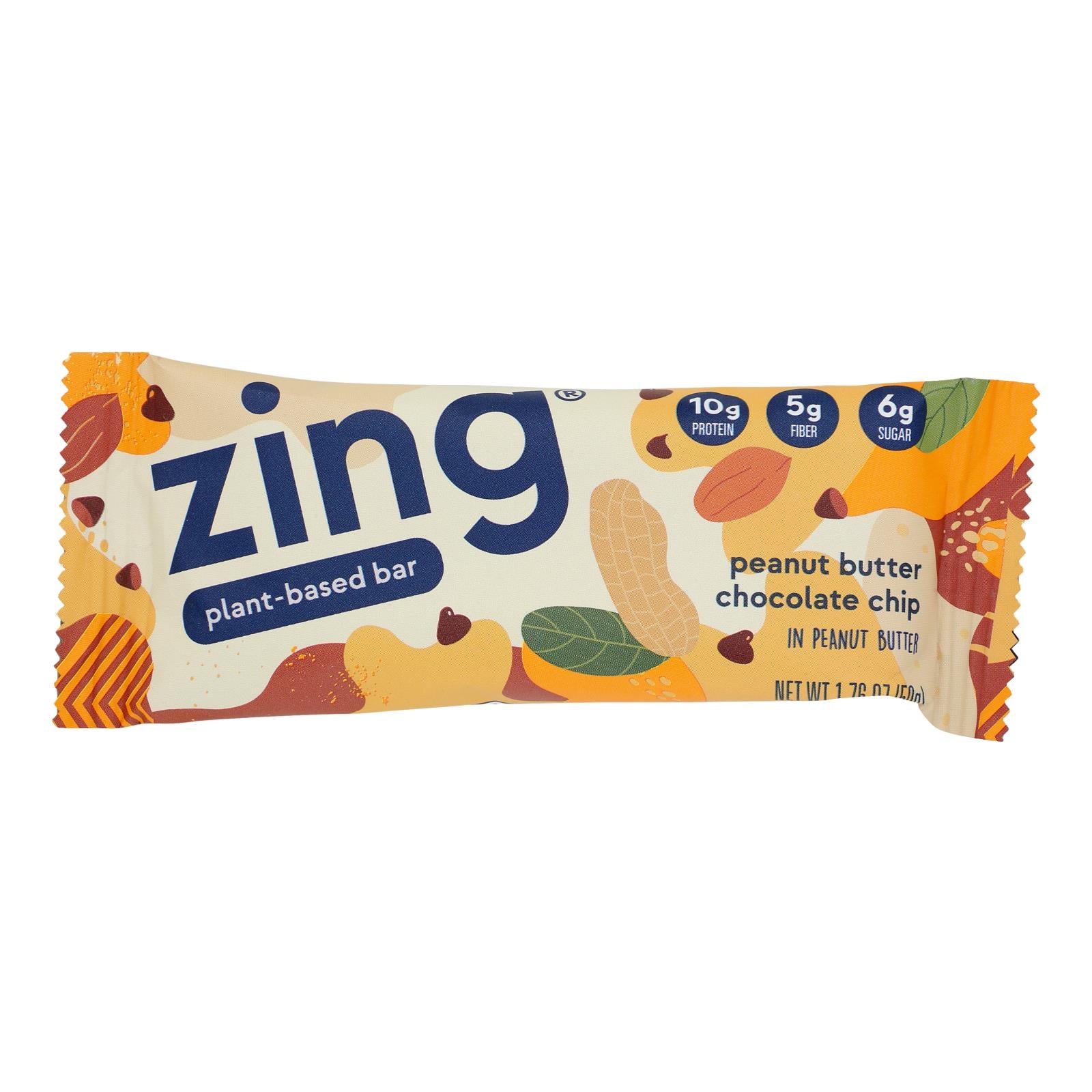 Zing Bars - Nutrition Bar - Peanut Butter Chocolate Chip - 1.76 oz Bars - Case of 12