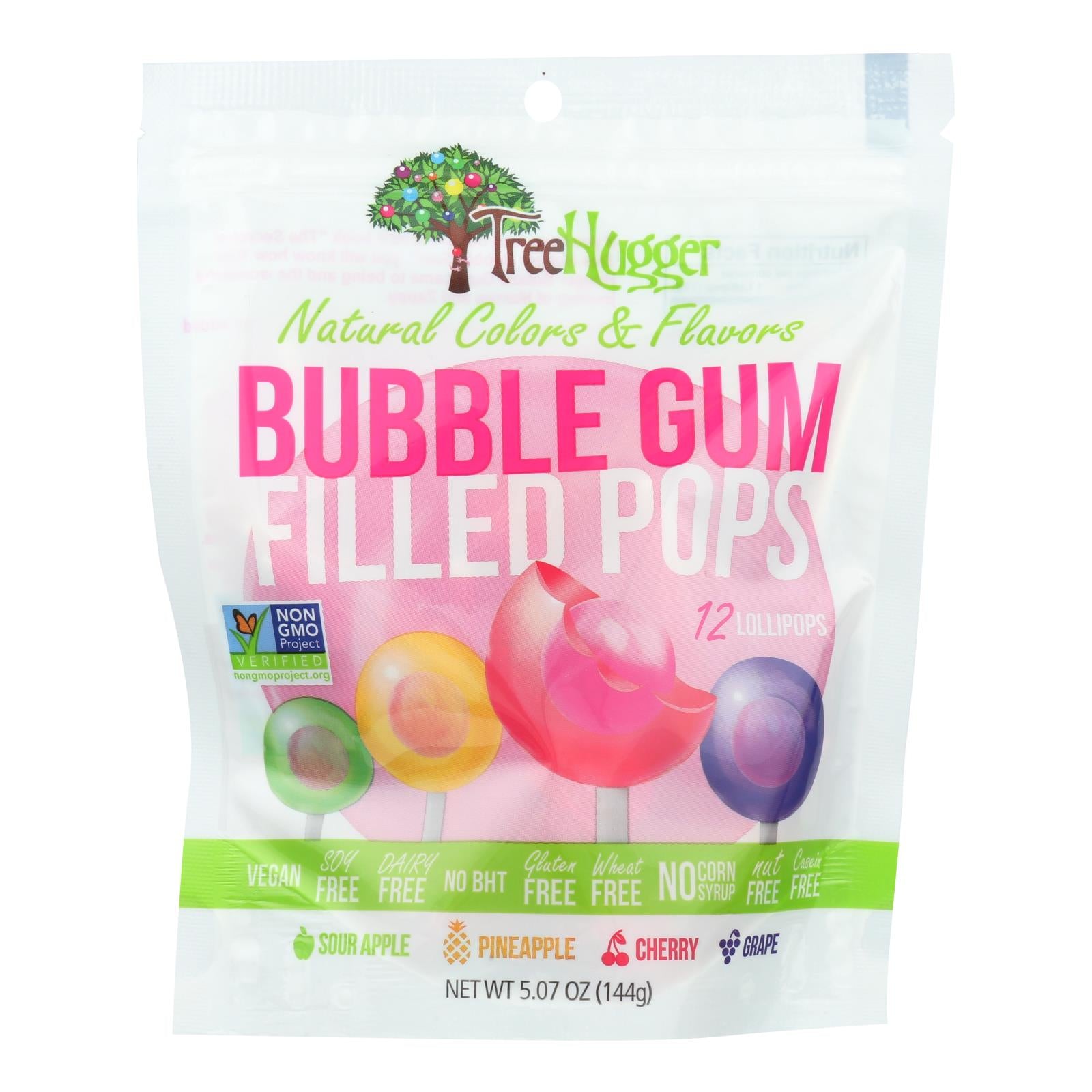 Treehugger Natural Bubble Gum Filled Lollipops - Case of 6 - 5.07 OZ