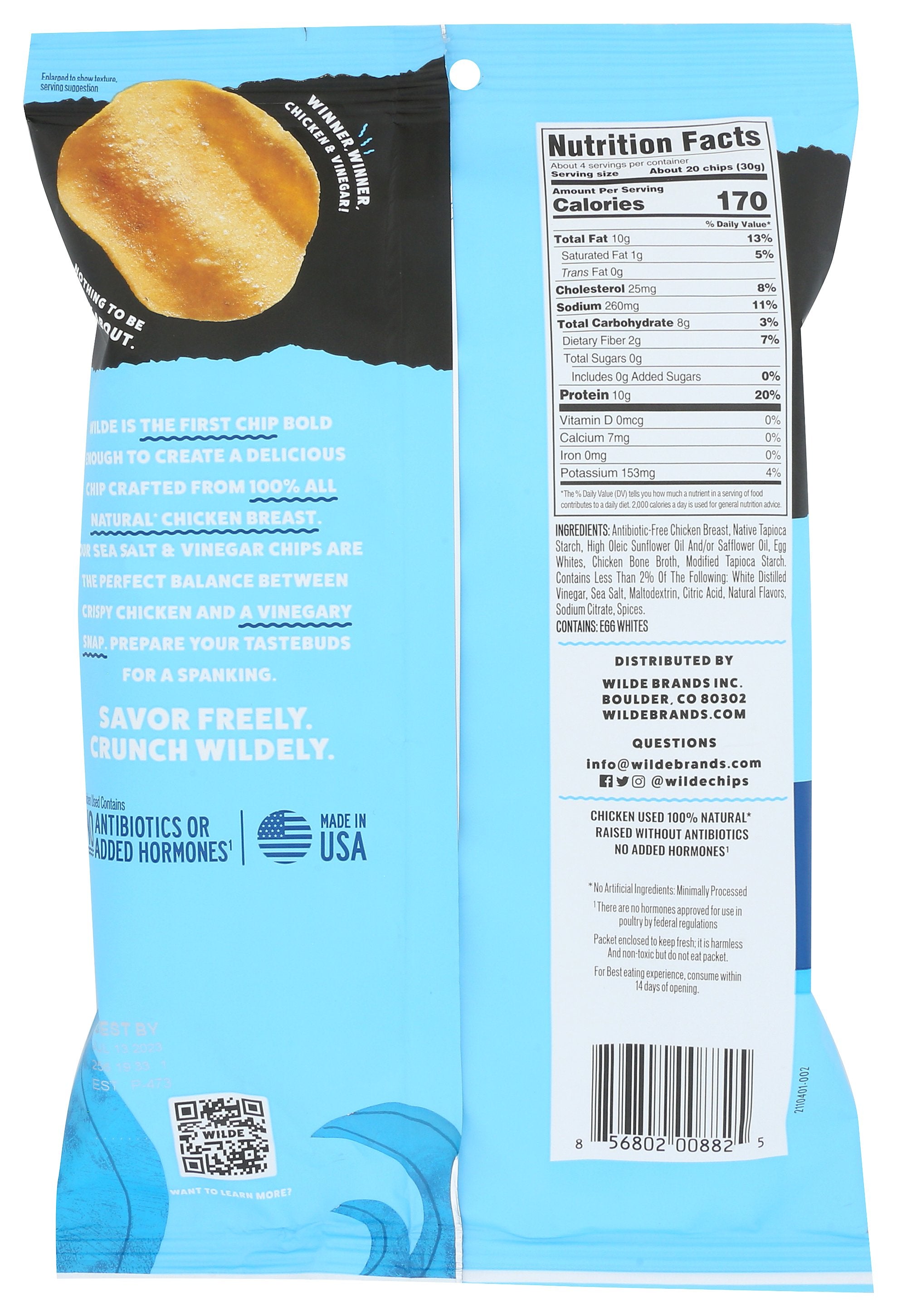 WILDE SNACKS CHIP CHCKN SEASLT N VNGR - Case of 12