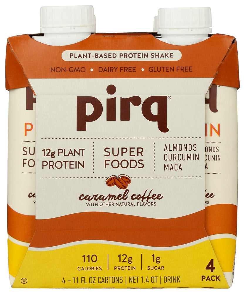 Pirq Plant-Based Caramel Coffee Protein Shake 4 - 11 fl oz Cartons - Case of 3