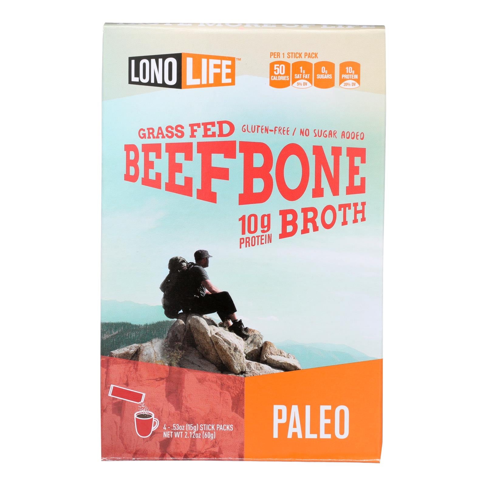 Lonolife Beef Bone Broth - Case of 6 - 4/.53 OZ