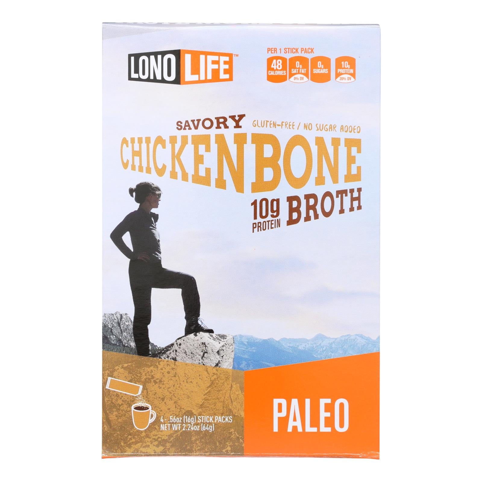 Lonolife Chicken Bone Broth - Case of 6 - 4/.56 OZ