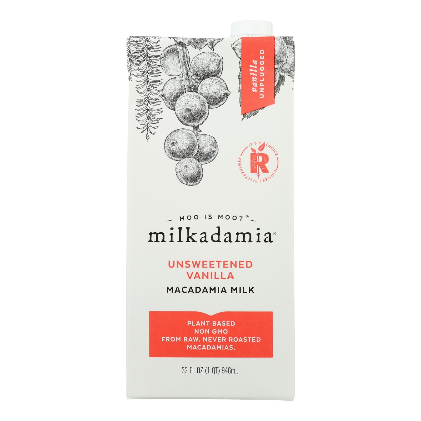 Milkadamia Macadamia Milk With Unsweetened Vanilla - Case Of 6 - 32 Fz