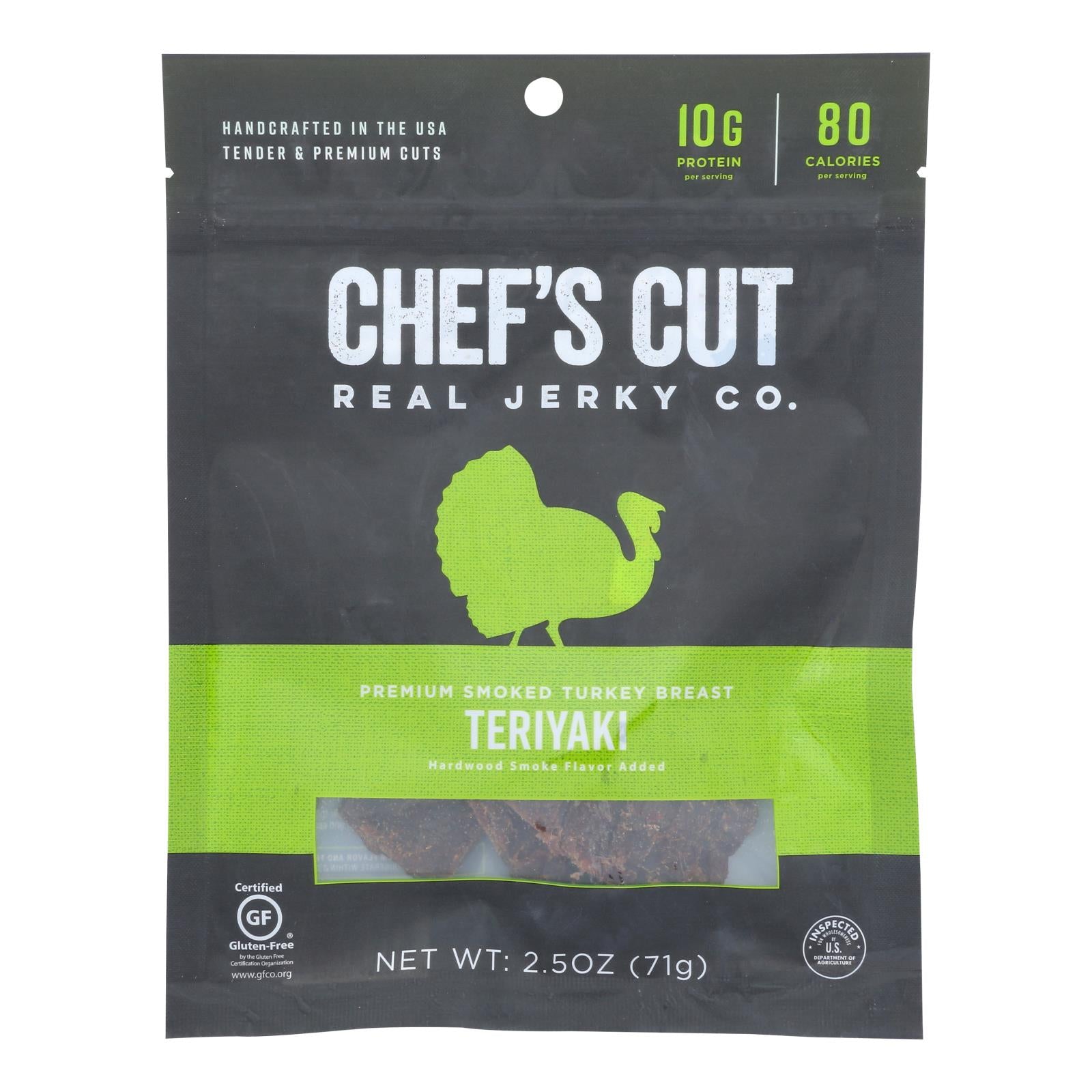 Chef's Cut Turkey Jerkey Teriyaki - Case of 8 - 2.5 oz.