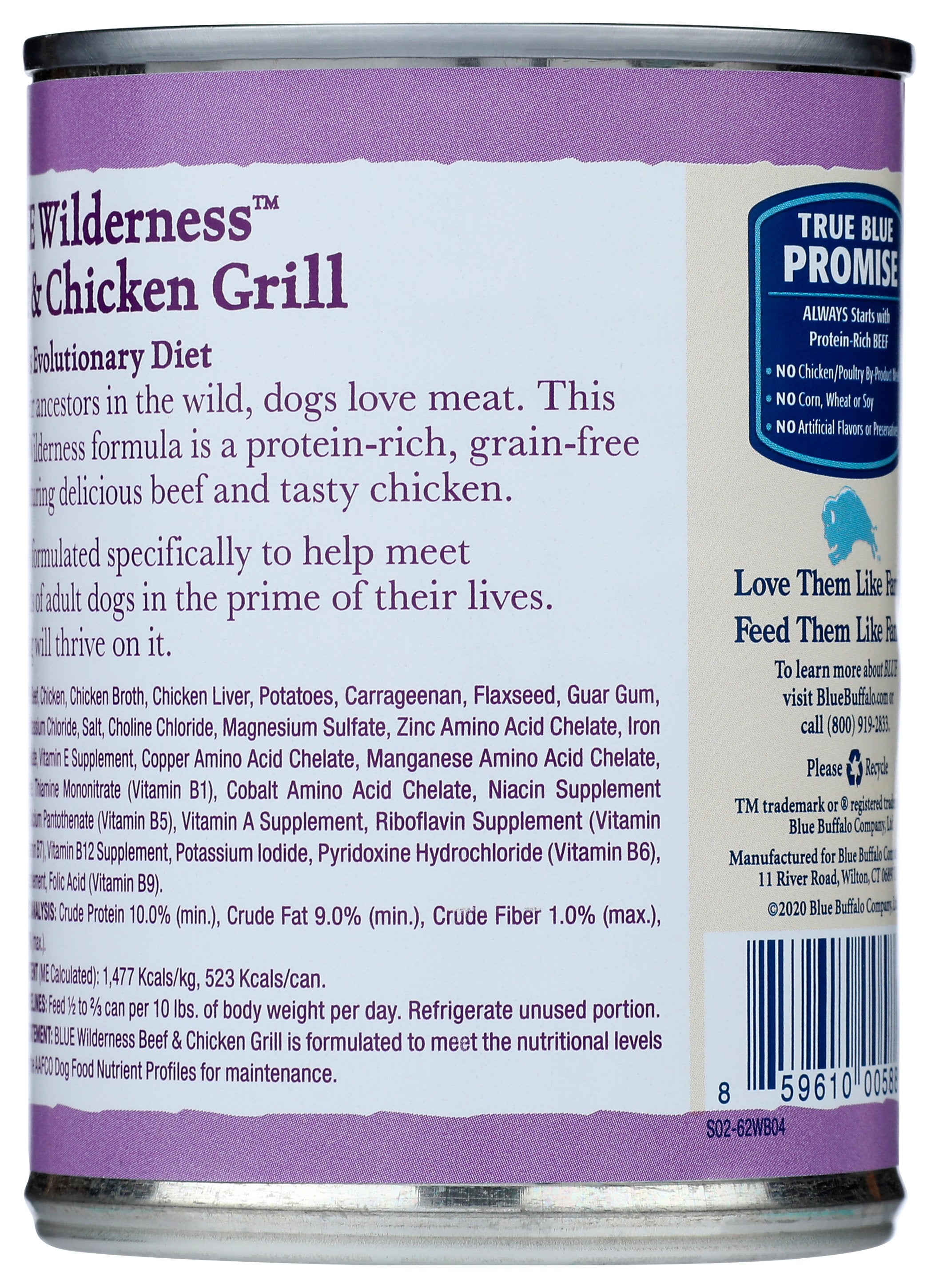 BLUE BUFFALO DOG FOOD BEEF CHKN GRLL - Case of 12