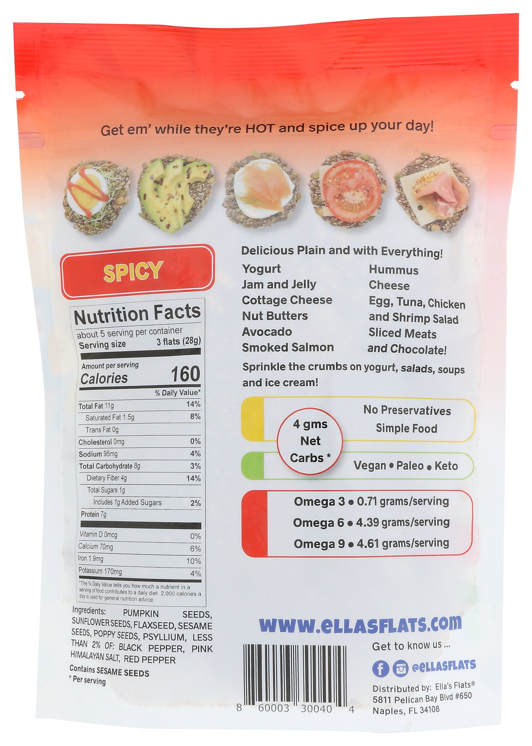 ELLAS FLATS CRACKER ELLAS FLATS SPCY - Case of 6