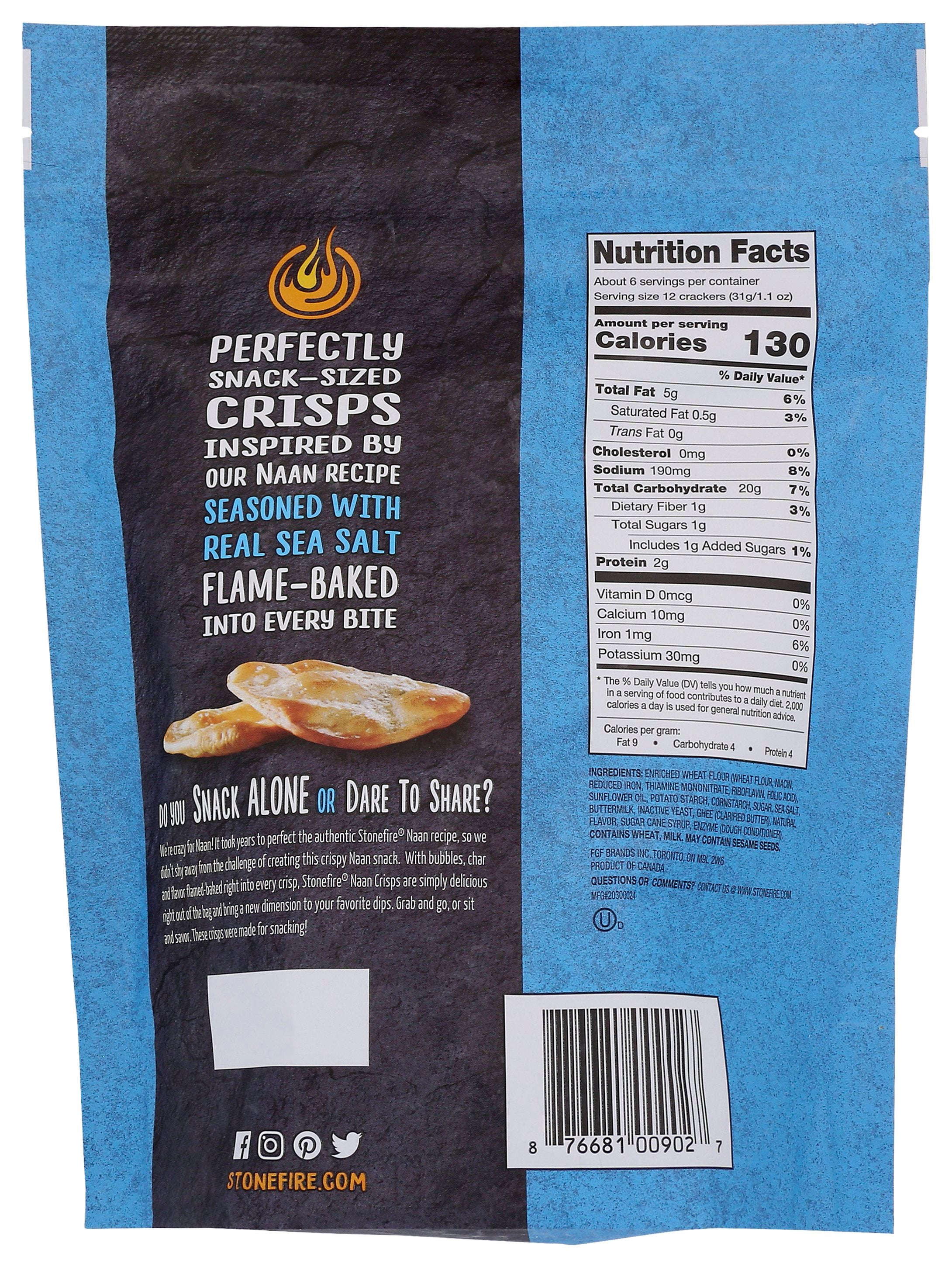 STONEFIRE NAAN CRISPS ORIG SEA SALT - Case of 12