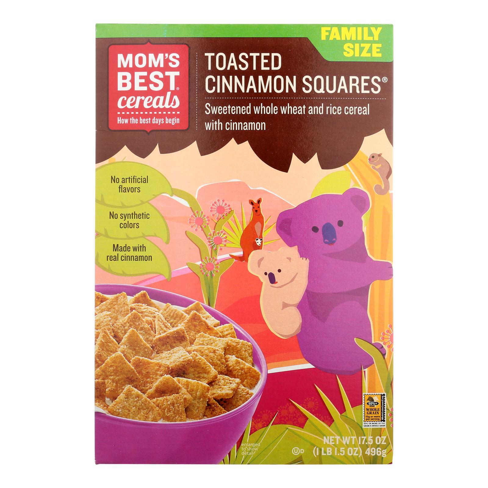 Mom's Best Naturals Toasted Cinnamon Squares - Case Of 14 - 17.5 Oz.