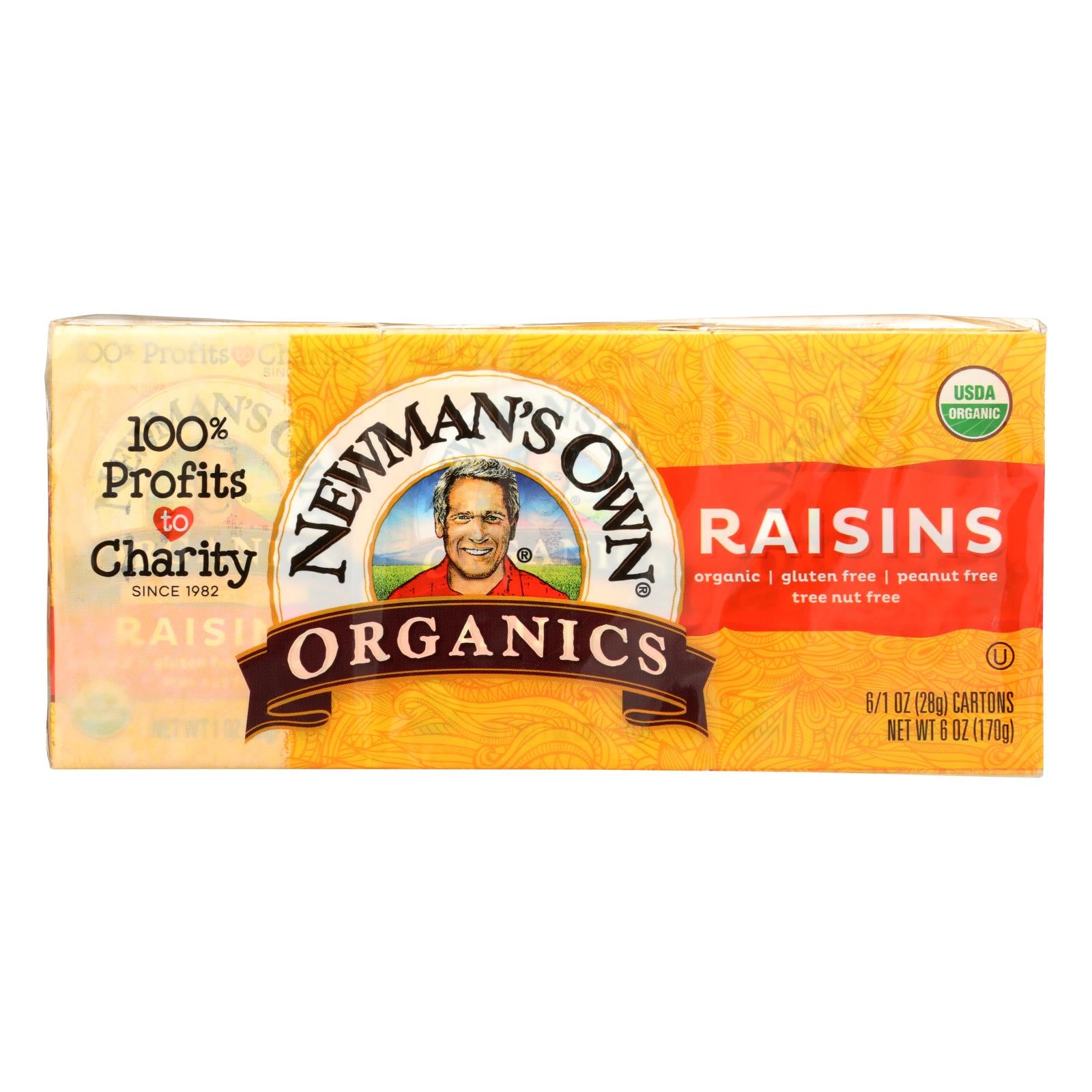 Newman's Own Organics Raisins - Case of 12 - 6/1.0 OZ
