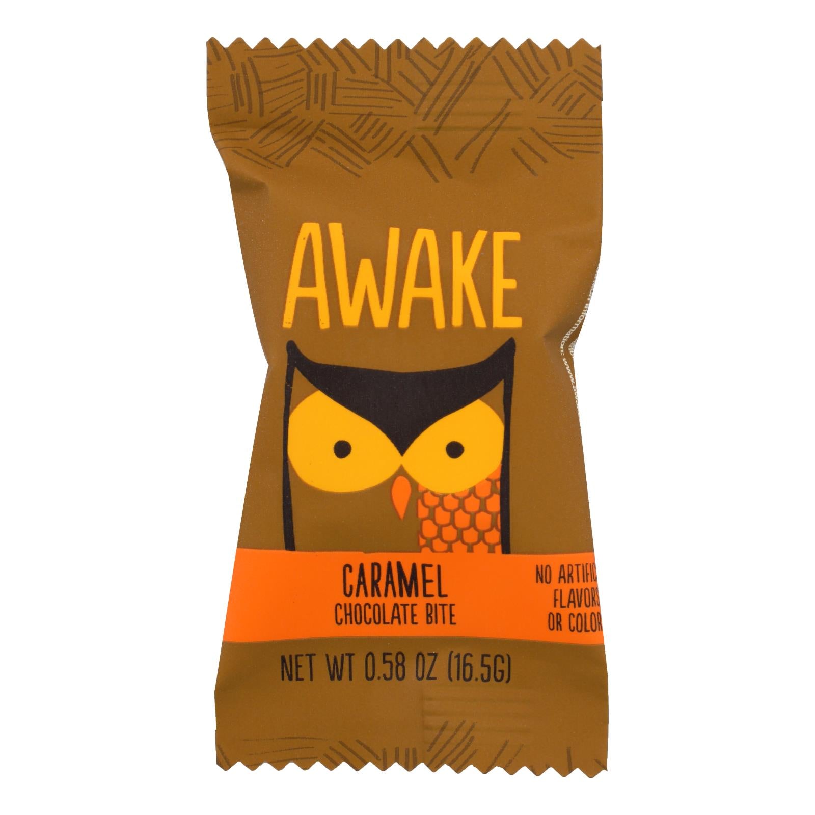 Awake Chocolate - Bites Chocolate Caramel - Case of 50-.58 OZ