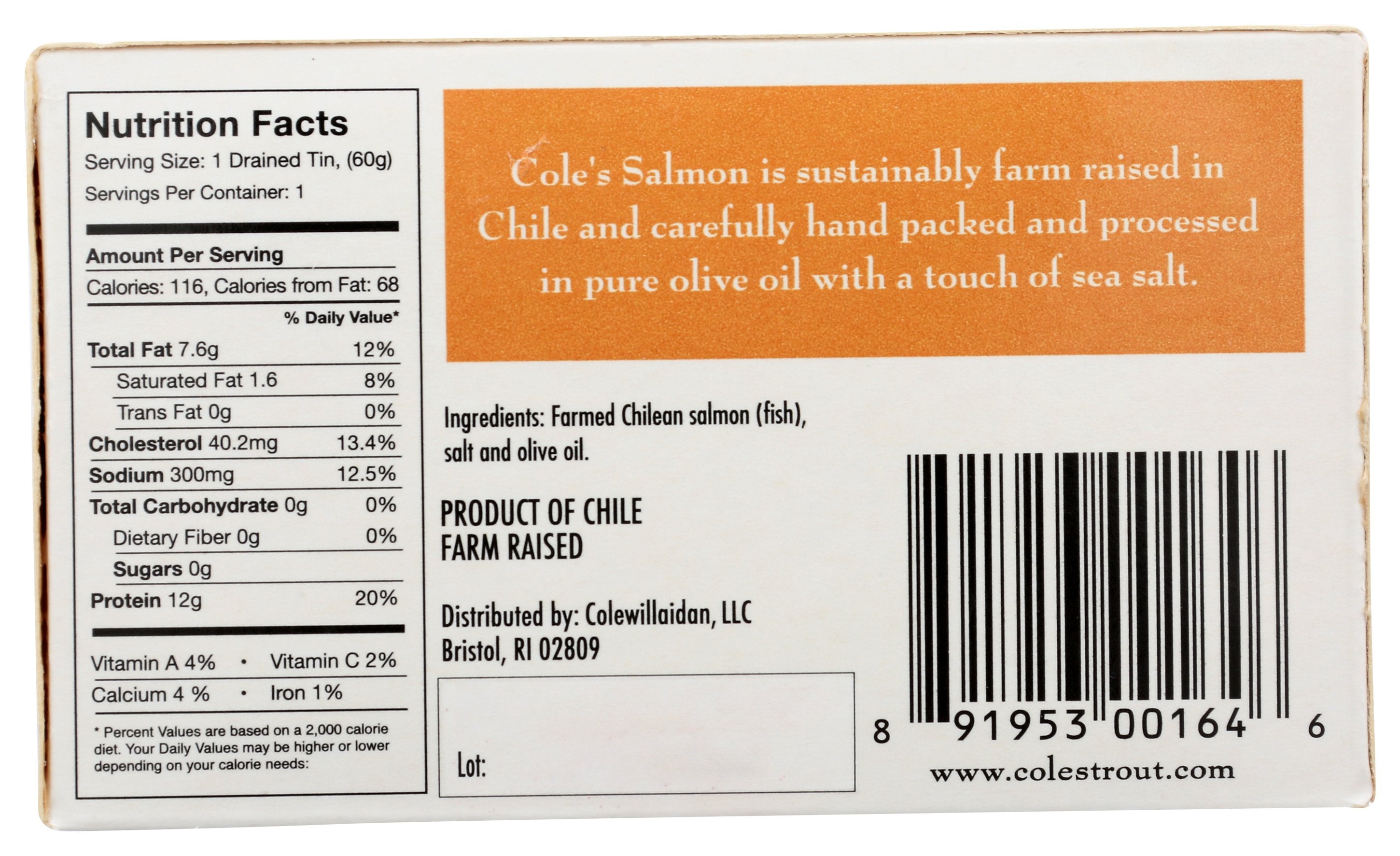 COLES SALMON SMOKED IN OLIVE OIL - Case of 10