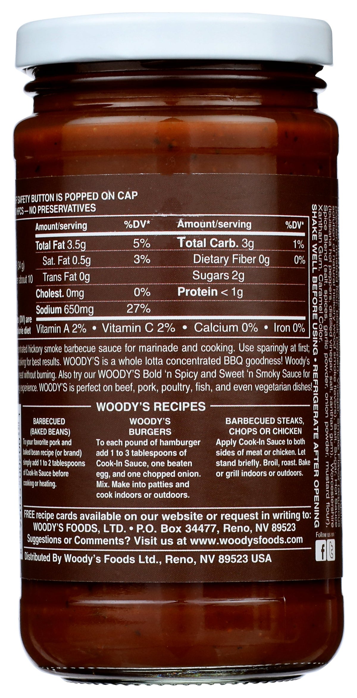 WOODYS SAUCE COOK-IN - Case of 6