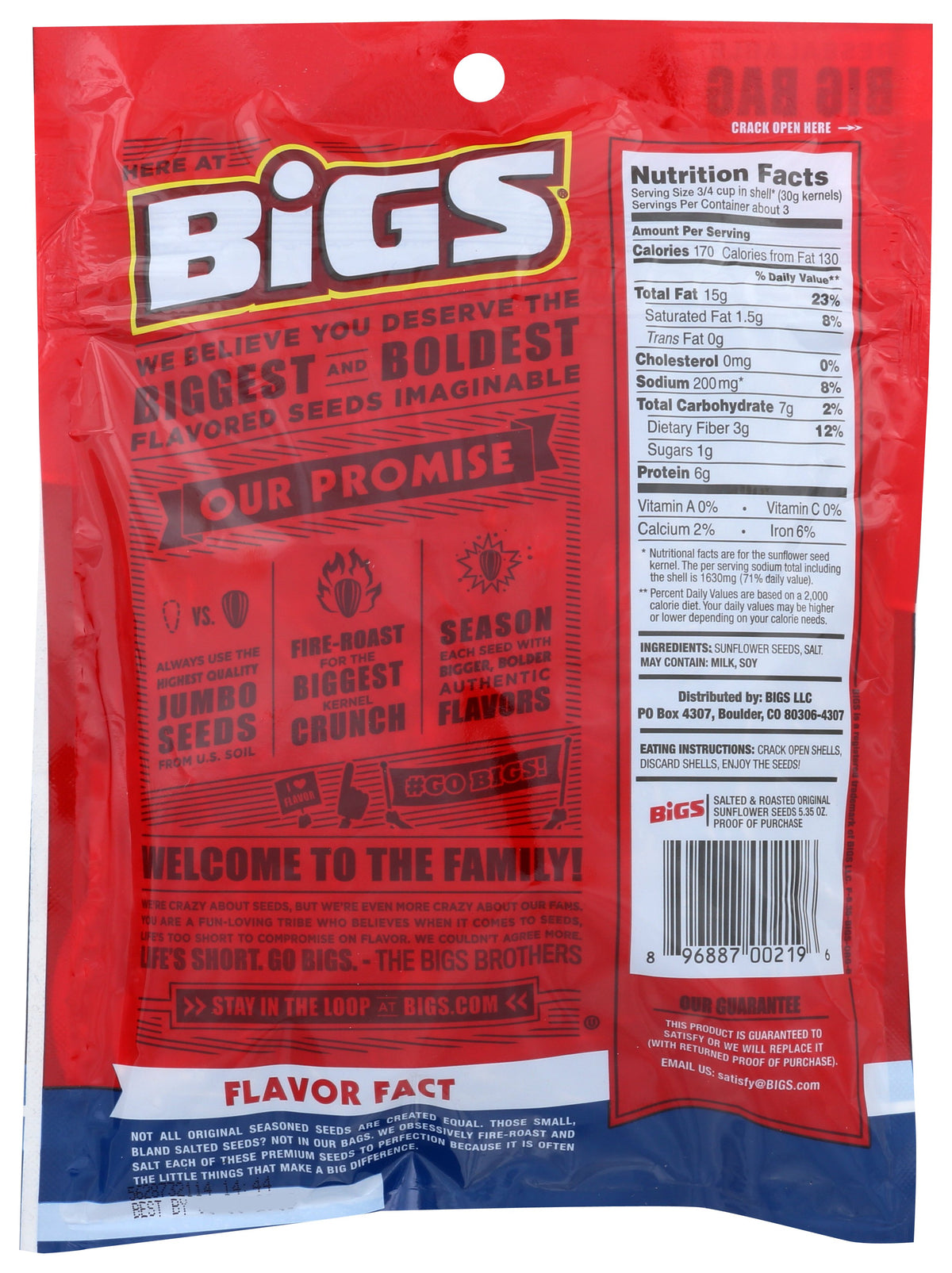 BIGS SEED SNFLWR ORGNL SALT&RSTD - Case of 8