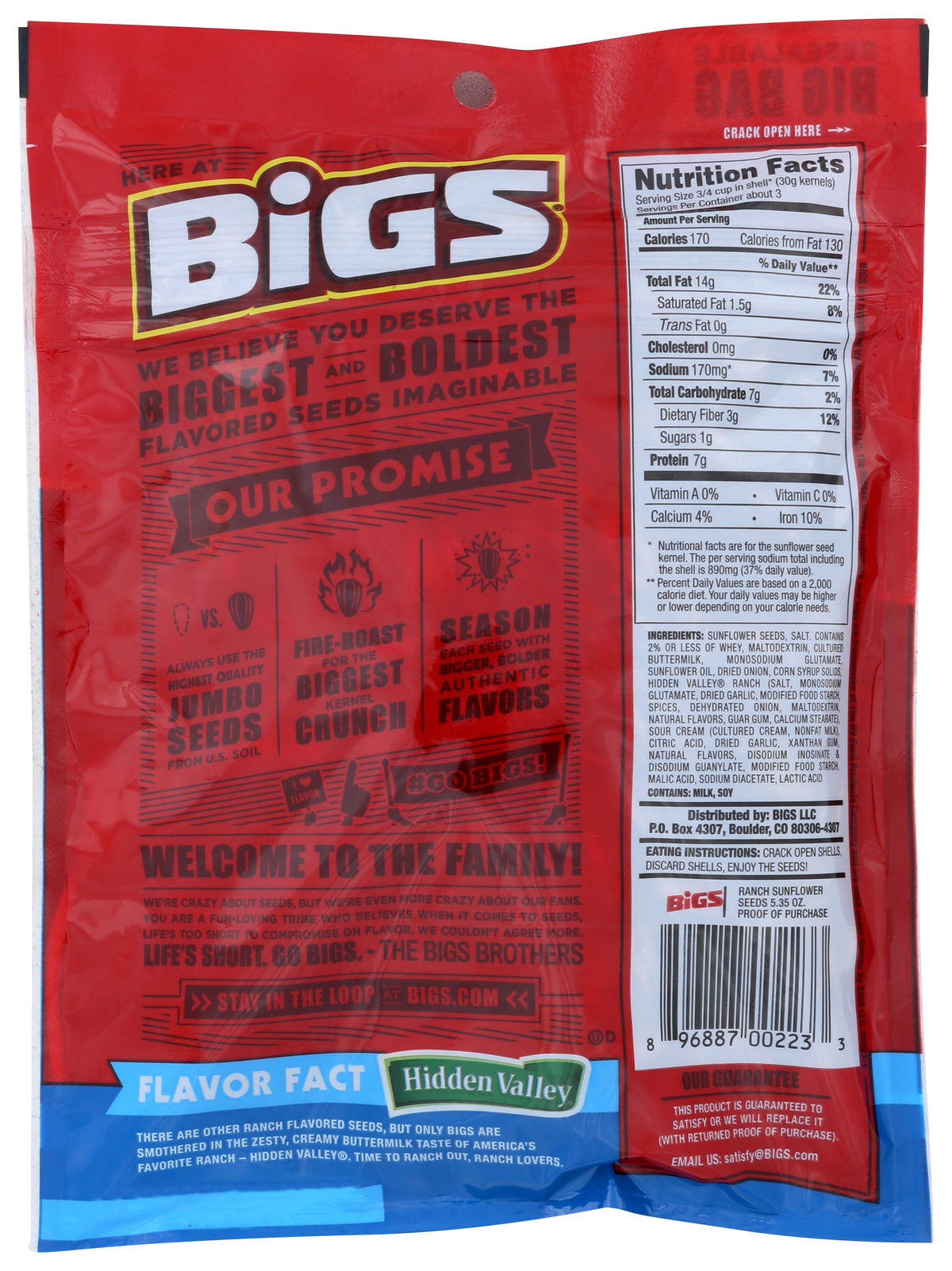 BIGS SEED SNFLWR HDDN VLY RANCH - Case of 8