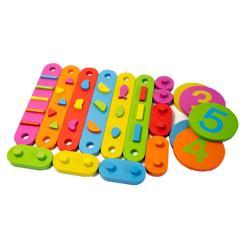 Wood Obstacle Course Balance Path with Numbers, 17 Pieces