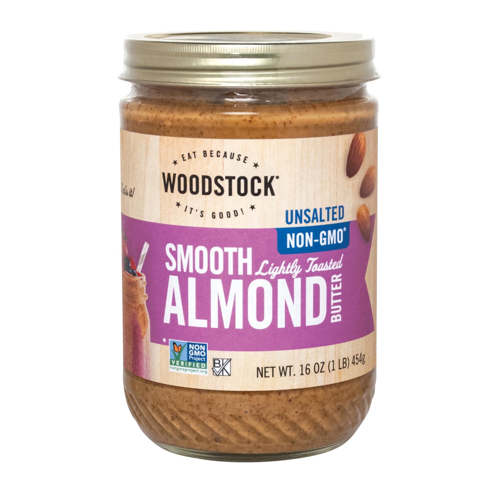 Woodstock Unsalted Non-GMO Smooth Almond Butter, 12x16oz