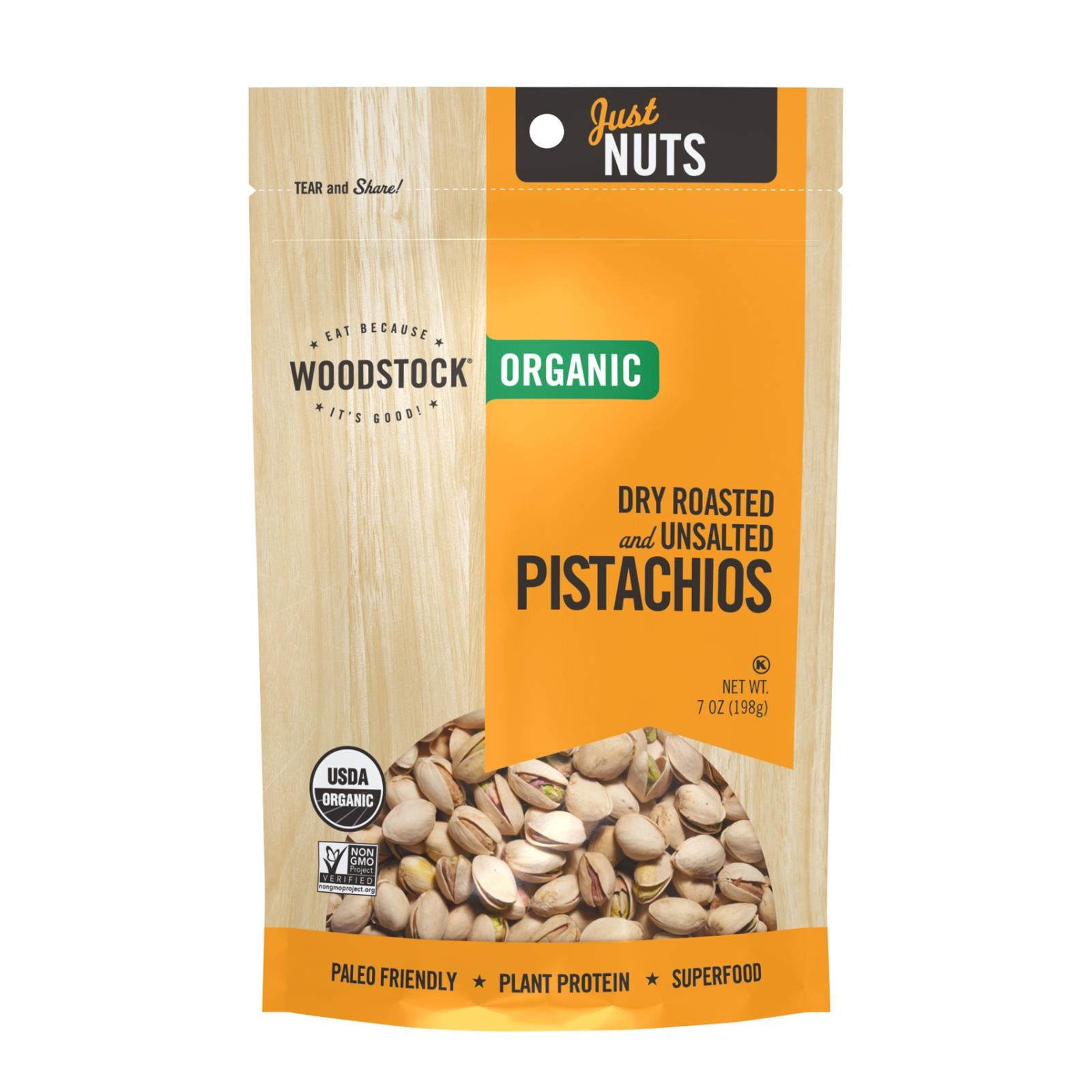 Woodstock Organic Unsalted Pistachios, 8-Pack, 7 Oz Each