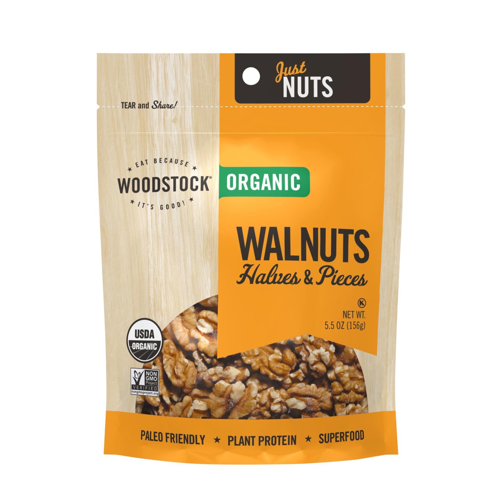 Woodstock Organic Walnuts Halves & Pieces, 8 Pack, 5.5 oz